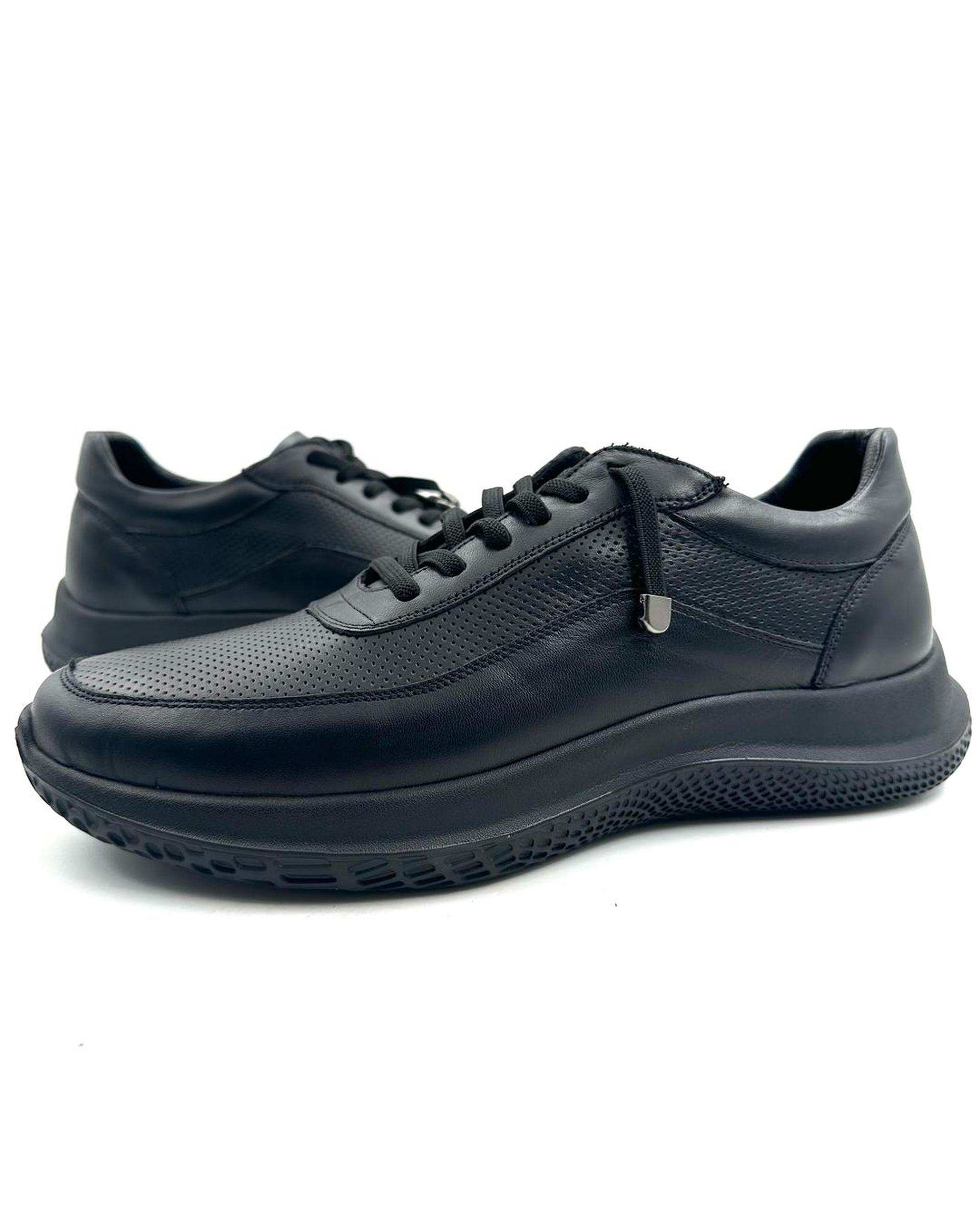 کفش چرم مردانه کژوال طبی مشکی چرم میخچی Mikhchi Leather مدل M12