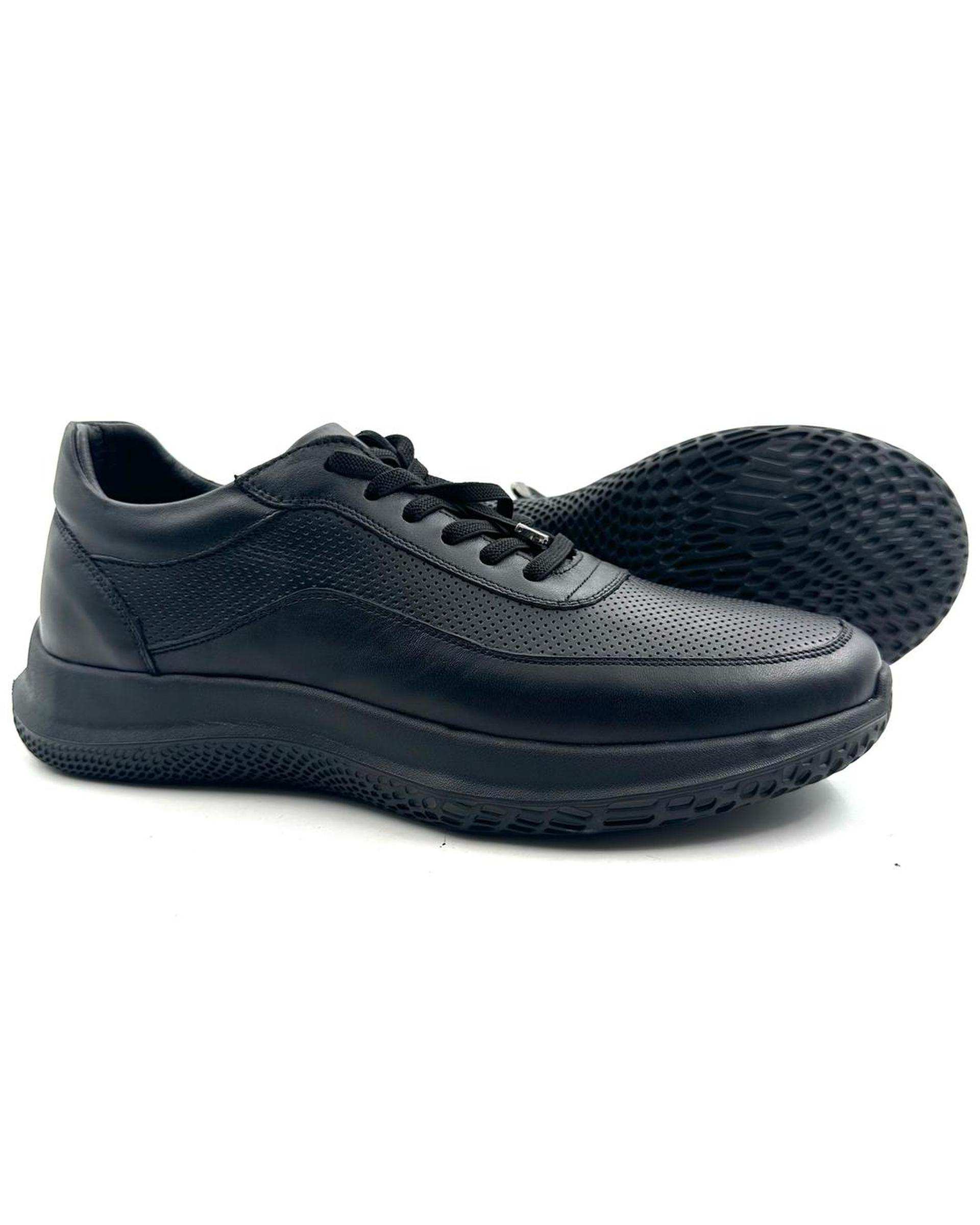 کفش چرم مردانه کژوال طبی مشکی چرم میخچی Mikhchi Leather مدل M12