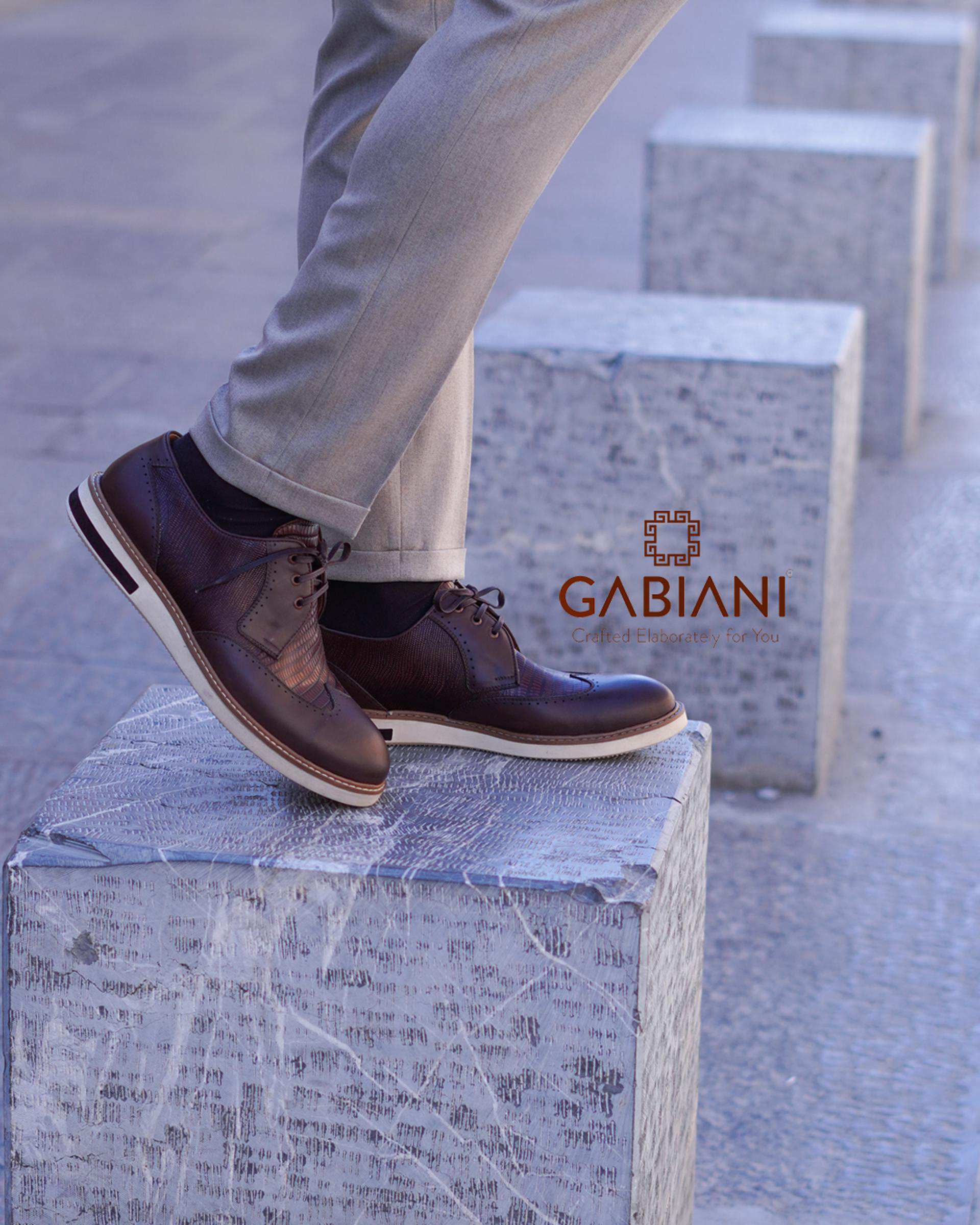 کفش چرم مردانه قهوه ای گابیانی Gabiani مدل دربی البرز