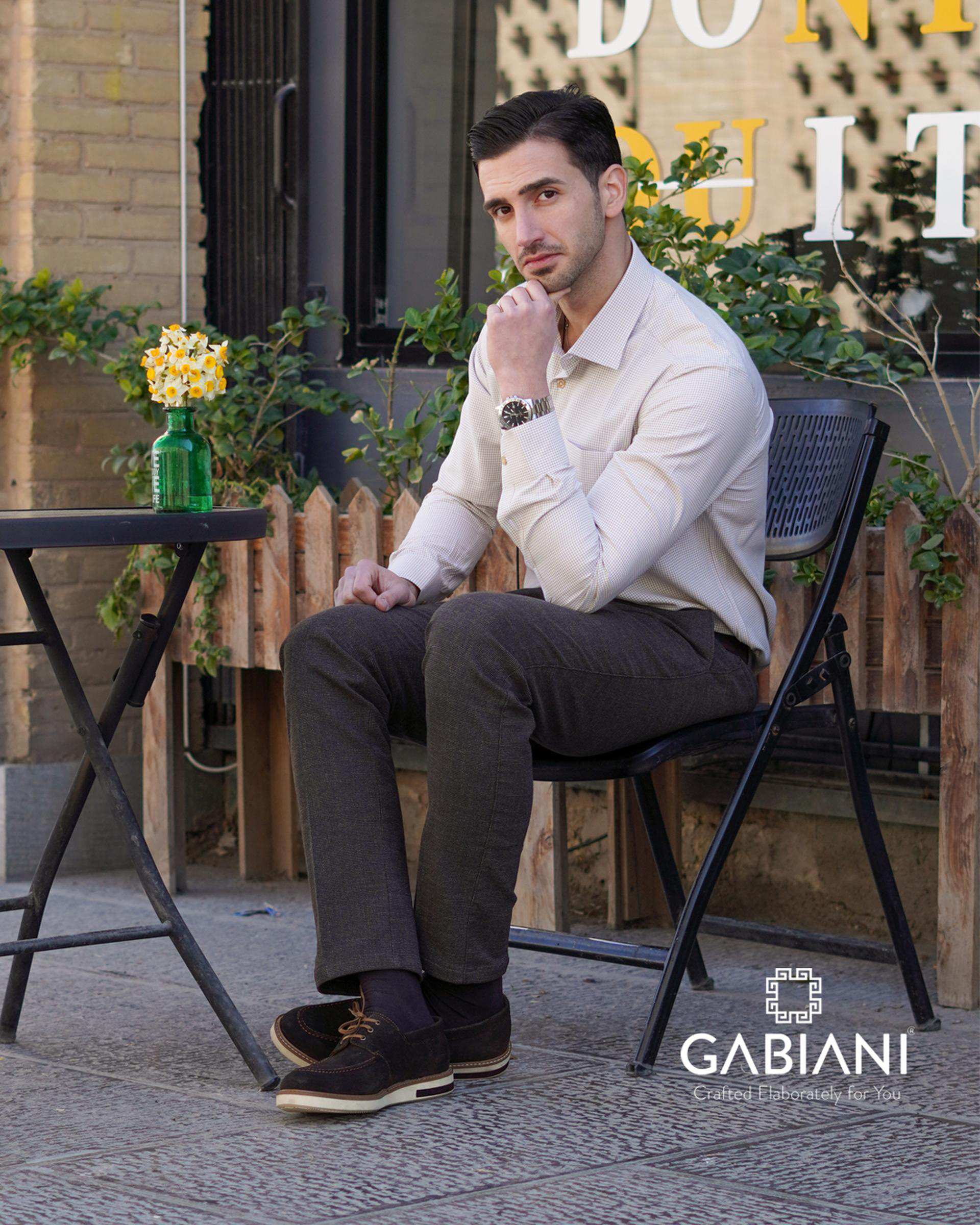 کفش چرم مردانه قهوه ای گابیانی Gabiani مدل هامون