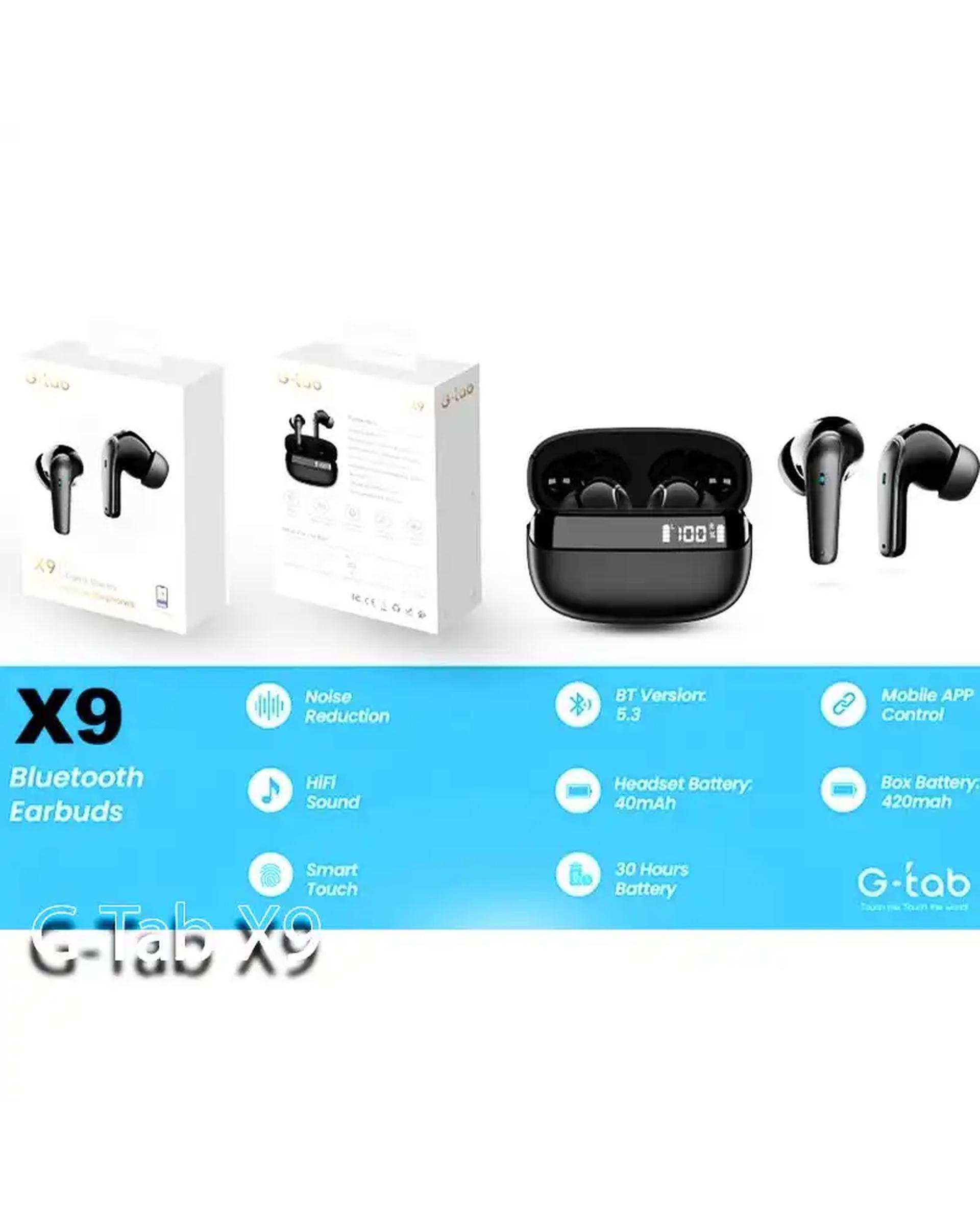 هندزفری بلوتوثی سرمه ای جی تب مدل Earbuds G-tab X9