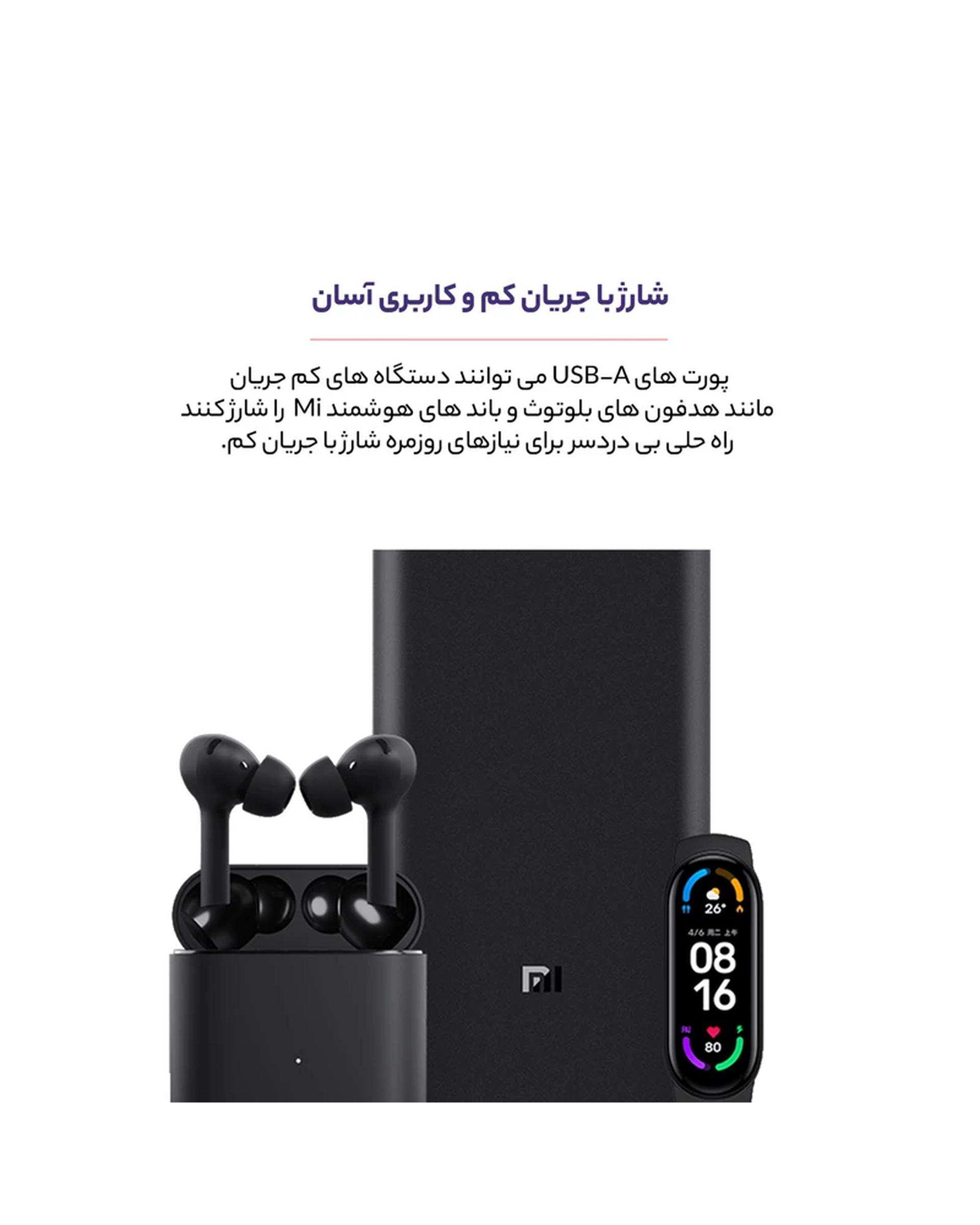 پاوربانک مشکی شیائومی Xiaomi مدل PB2050SZM ظرفیت 20000 میلی آمپر ساعت