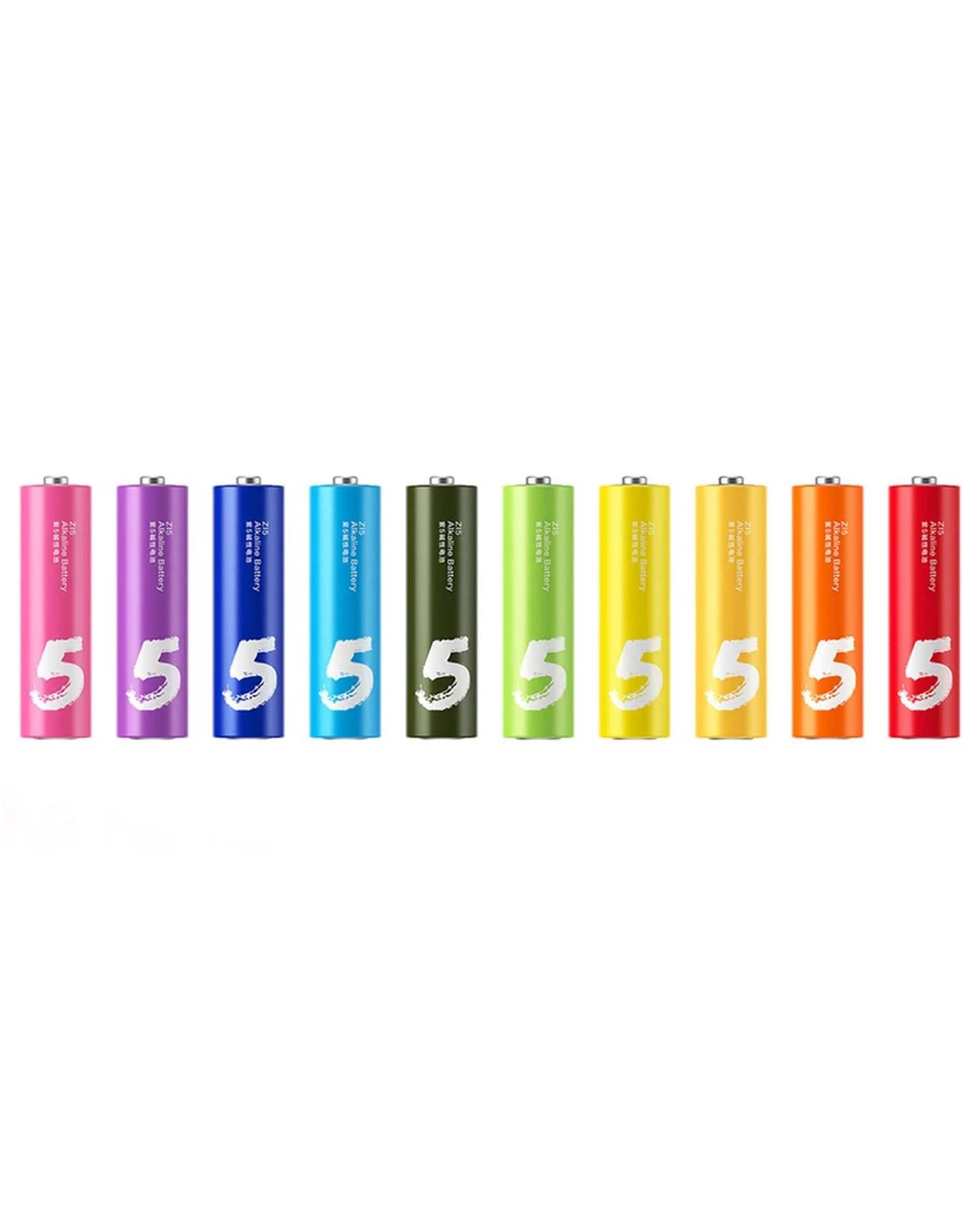 باتری قلمی رنگین کمانی شیائومی Xiaomi مدل ZI5 Alkaline AA Battery بسته 10 عددی
