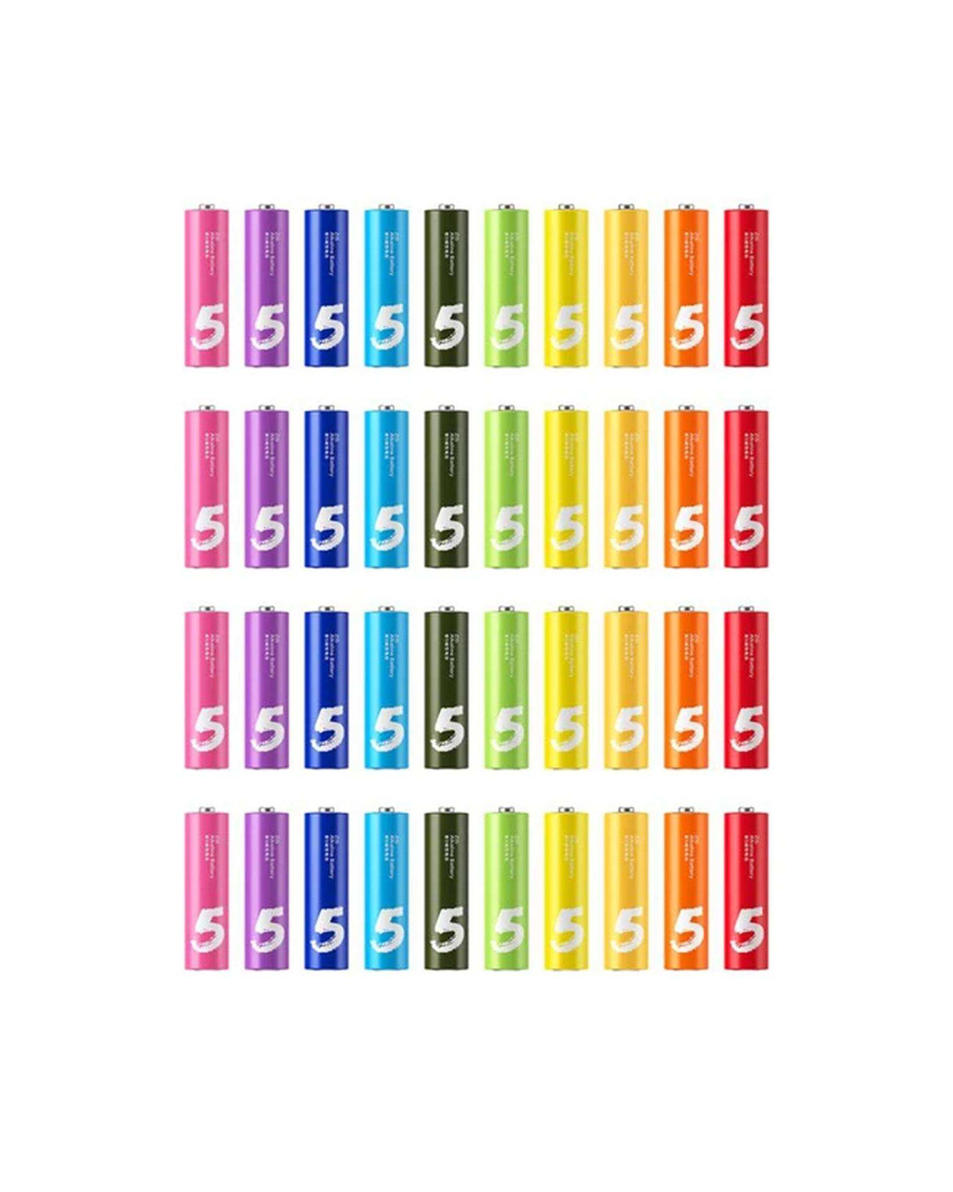 باتری قلمی رنگین کمانی شیائومی Xiaomi مدل Zimi ZI5 Alkaline Battery بسته 40 عددی