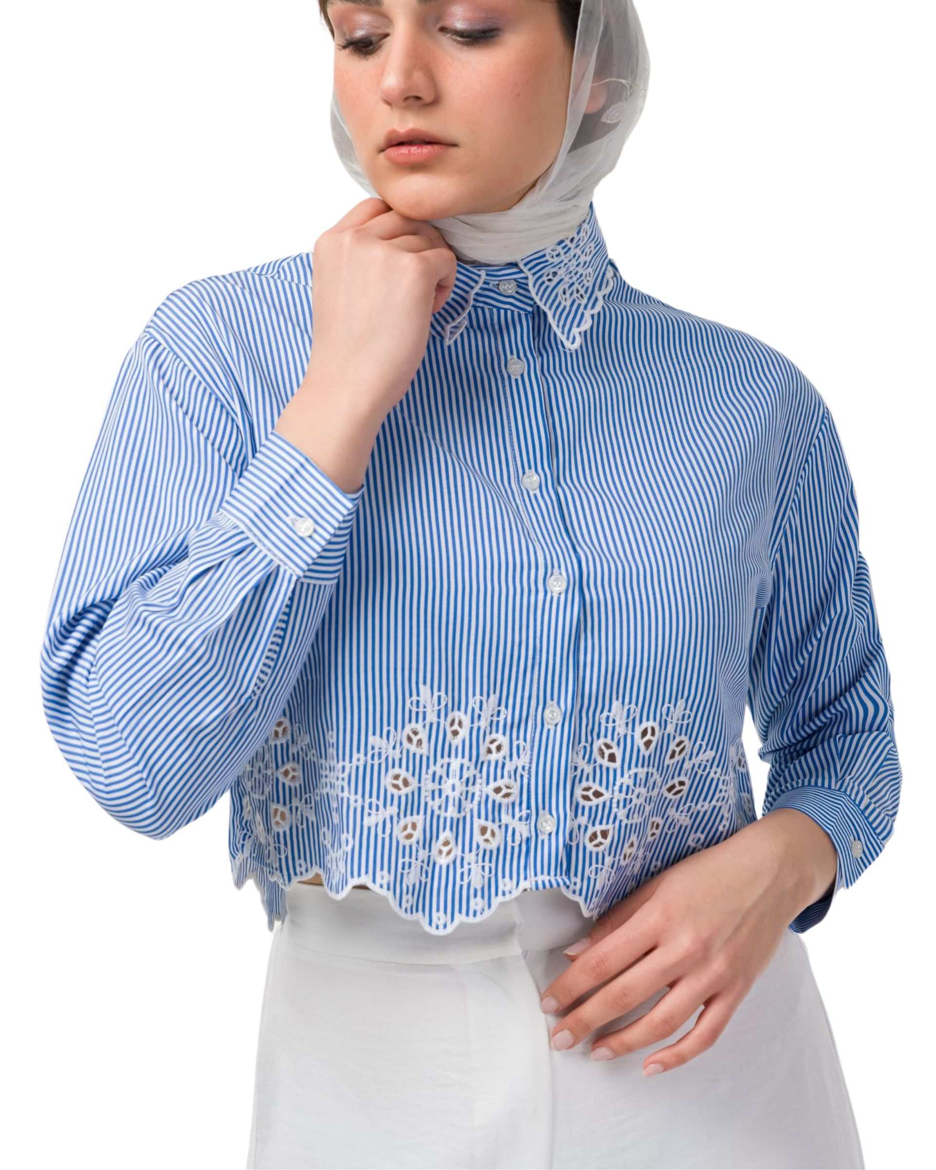 شومیز زنانه آبی نیواریا Nivarya کد 0081
