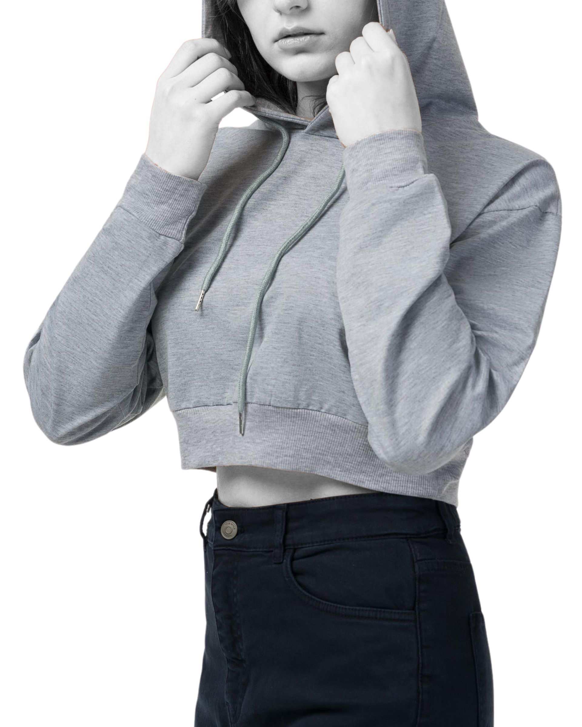 هودی زنانه کراپ طوسی نیواریا Nivarya کد 0725