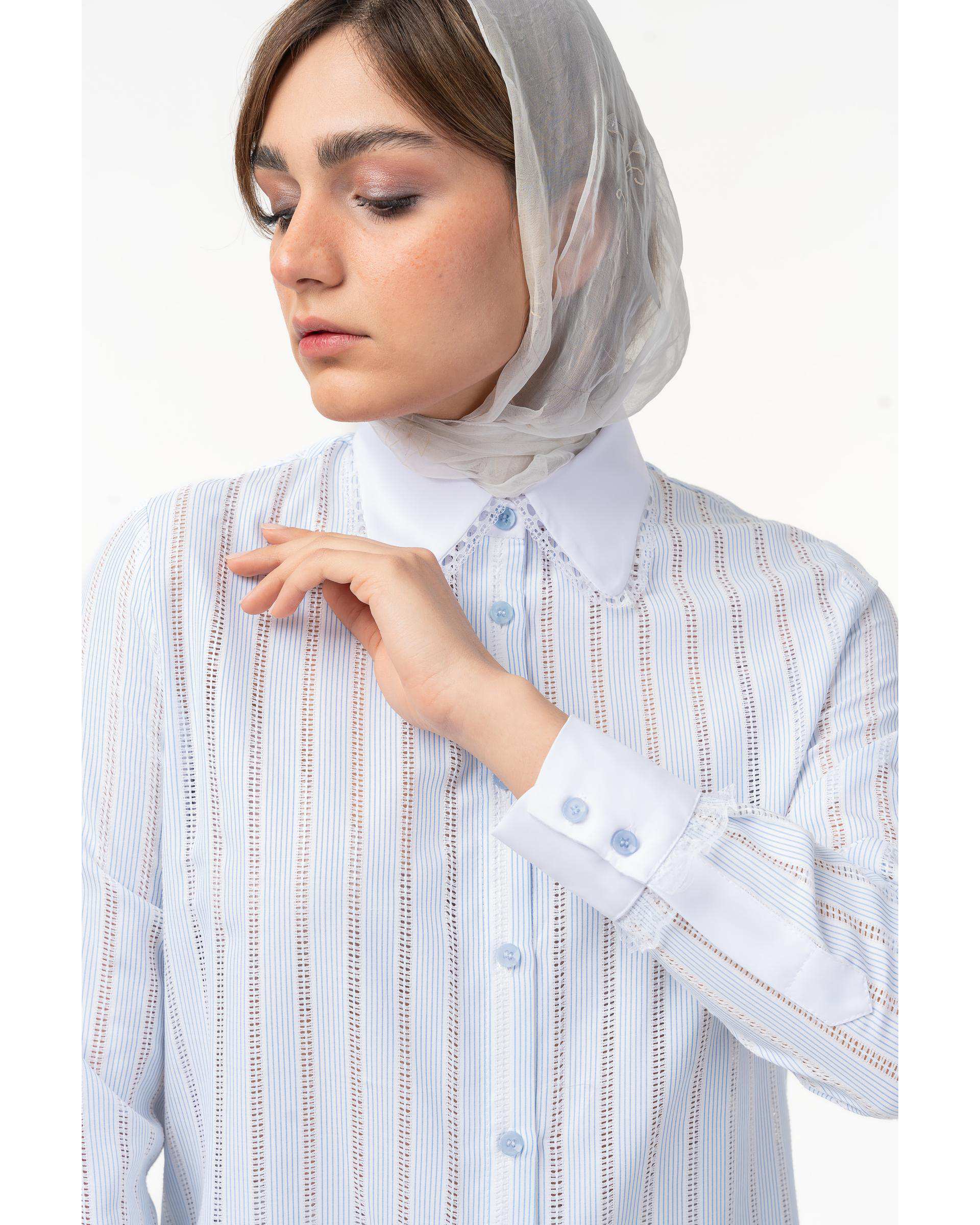 شومیز زنانه آبی آسمانی نیواریا Nivarya کد 0927