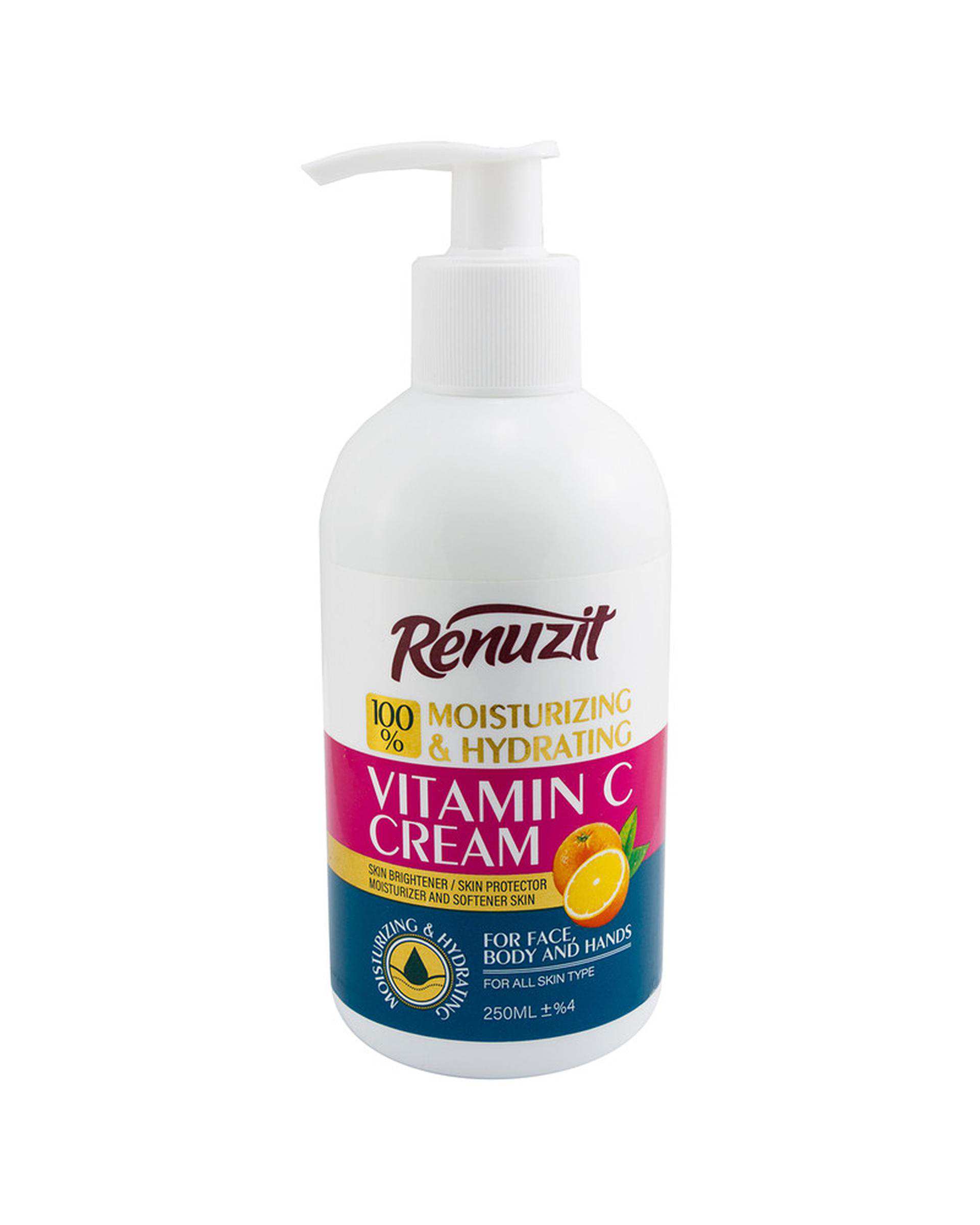 کرم آبرسان و مرطوب کننده پمپی رینوزیت Renuzit حاوی ویتامین C حجم 250ml
