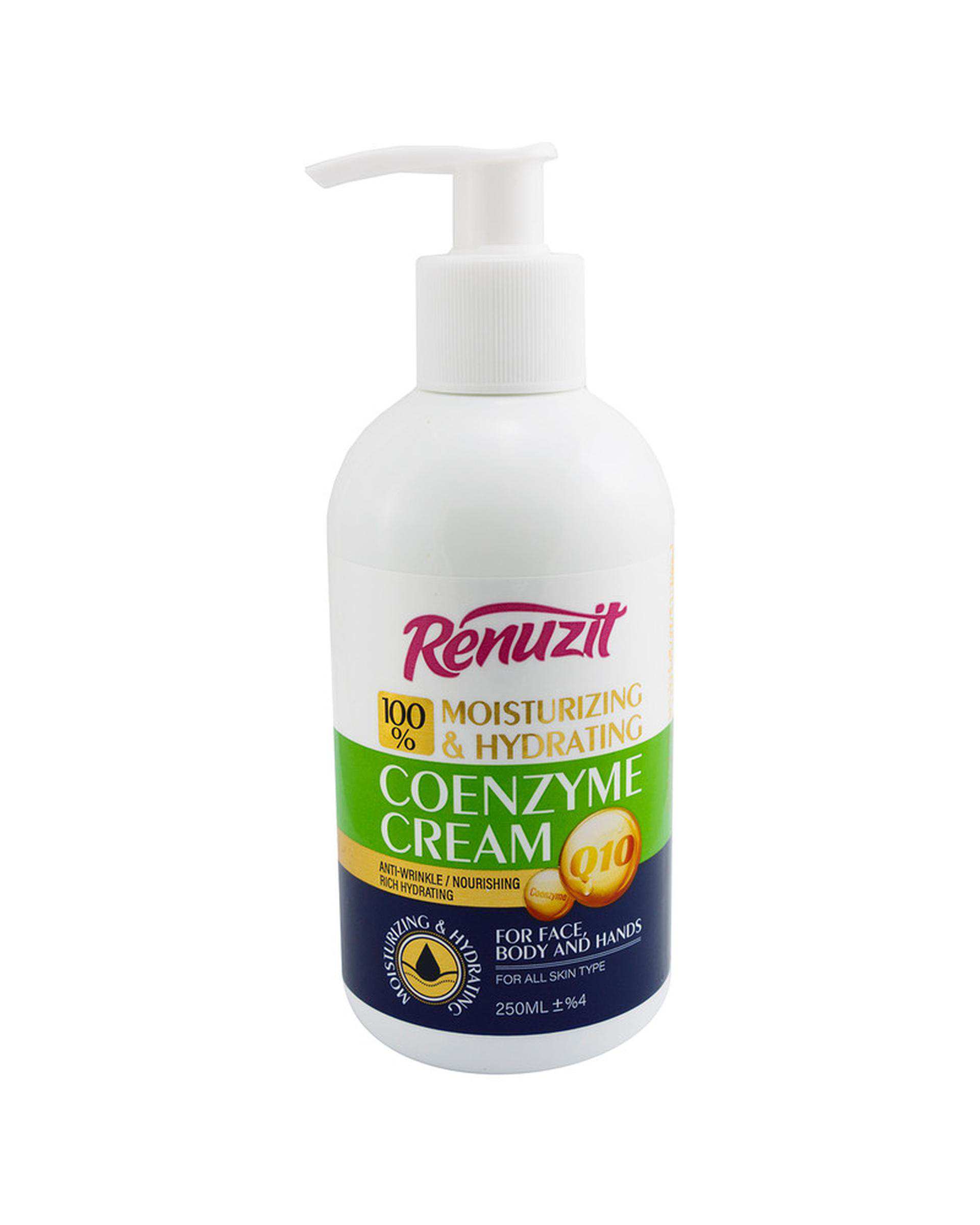 کرم آبرسان و مرطوب کننده پمپی رینوزیت Renuzit حاوی کوآنزیم Q10 حجم 250ml