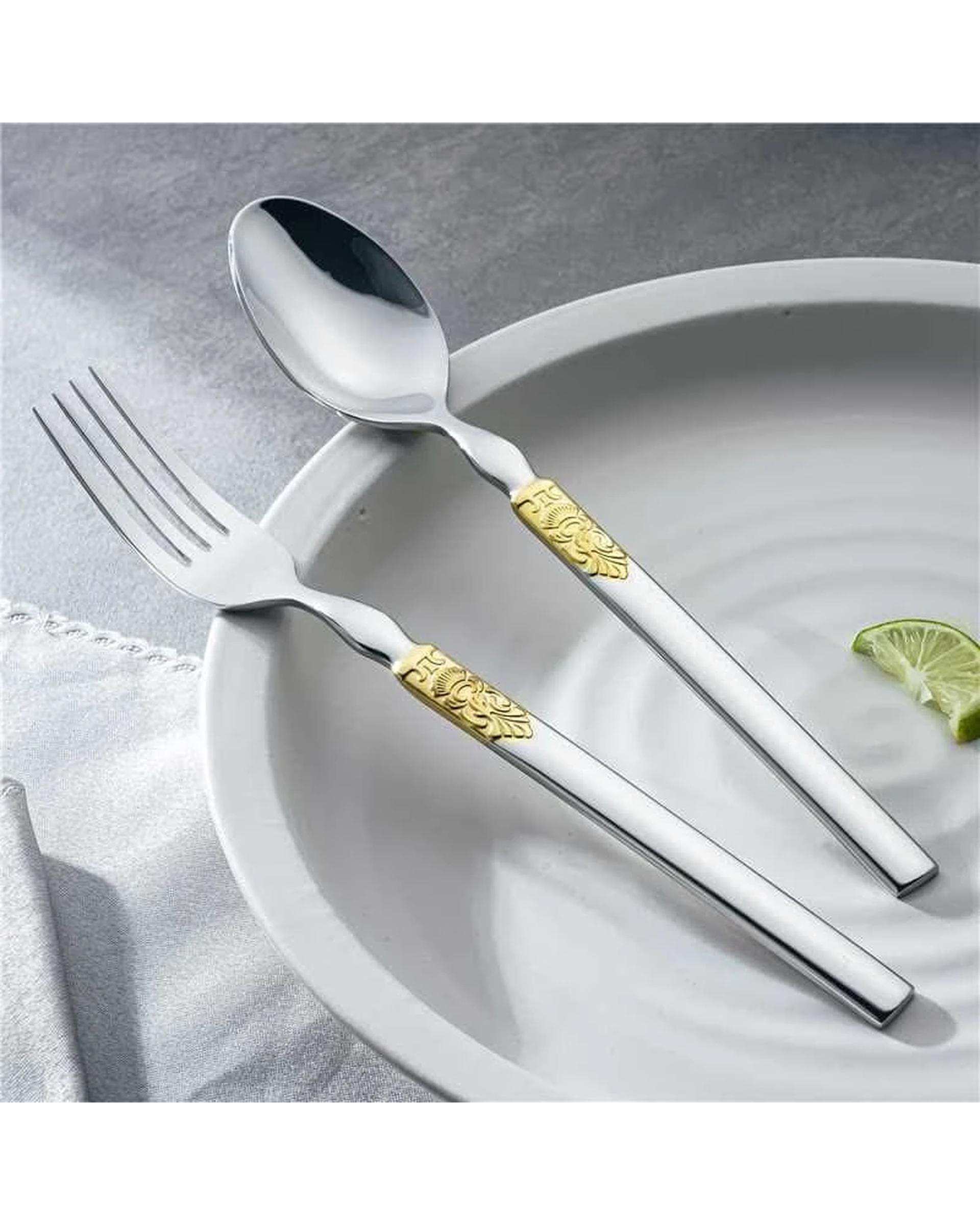 سرویس قاشق و چنگال 38 پارچه طلایی جی فی نی GIFFINI مدل 655 لاکچری