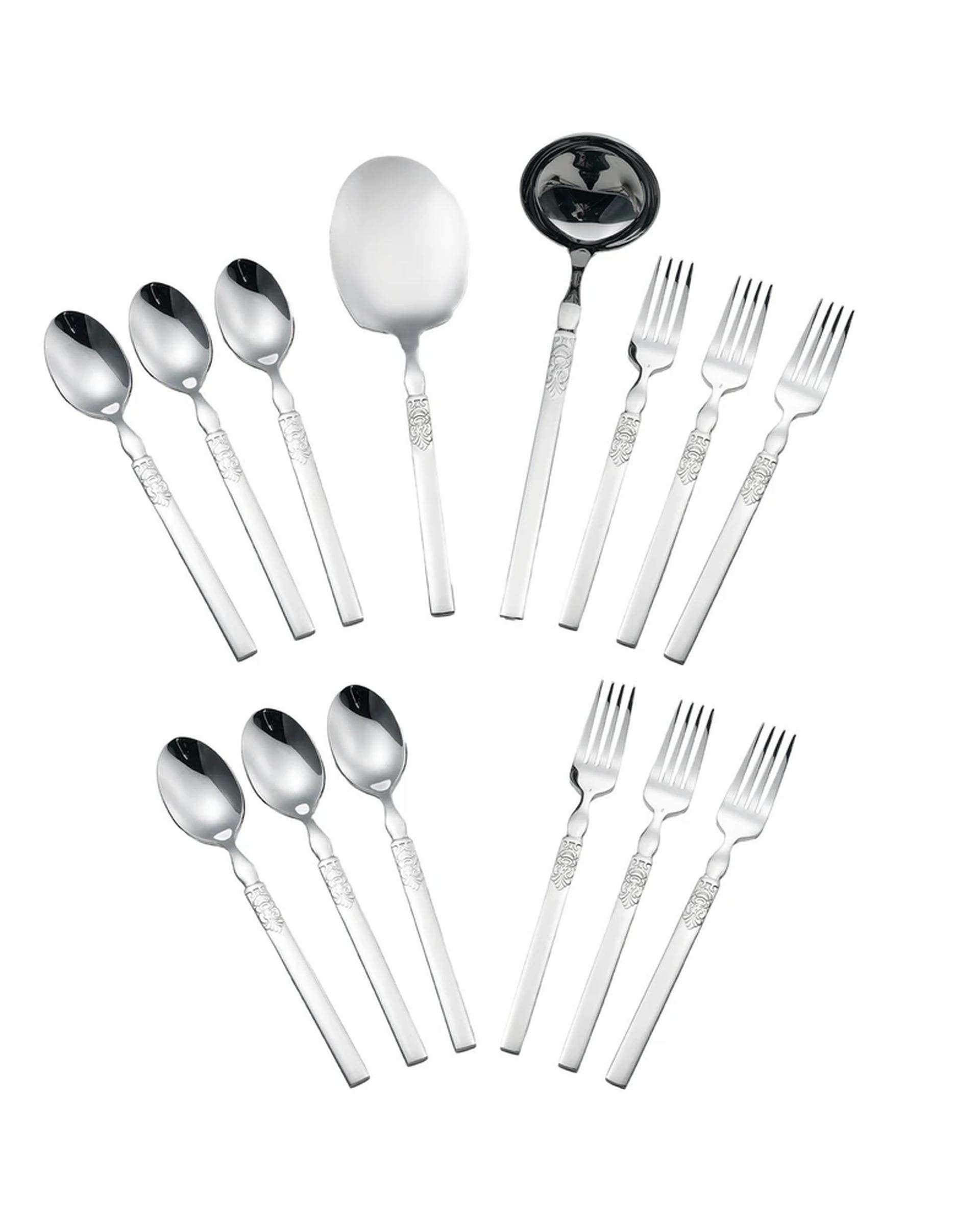 سرویس قاشق و چنگال 14 پارچه استیل جی فی نی GIFFINI مدل 55 لاکچری