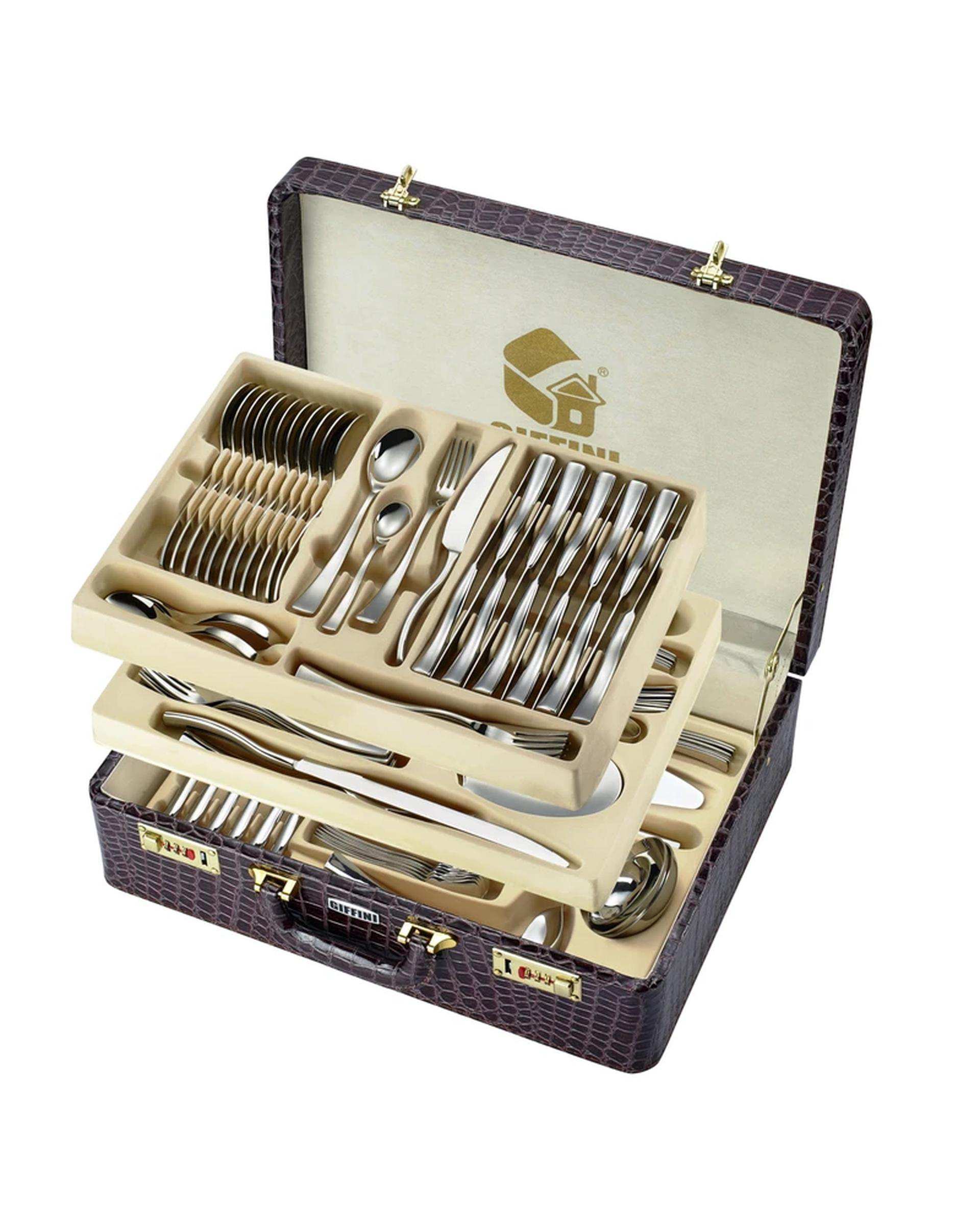 سرویس قاشق و چنگال 142 پارچه استیل جی فی نی GIFFINI مدل L-85 لاکچری