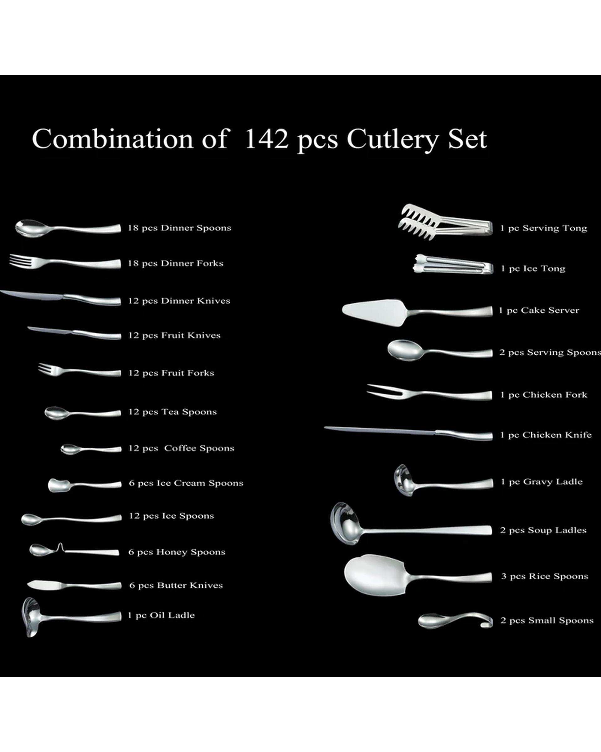 سرویس قاشق و چنگال 142 پارچه استیل جی فی نی GIFFINI مدل L-85 لاکچری