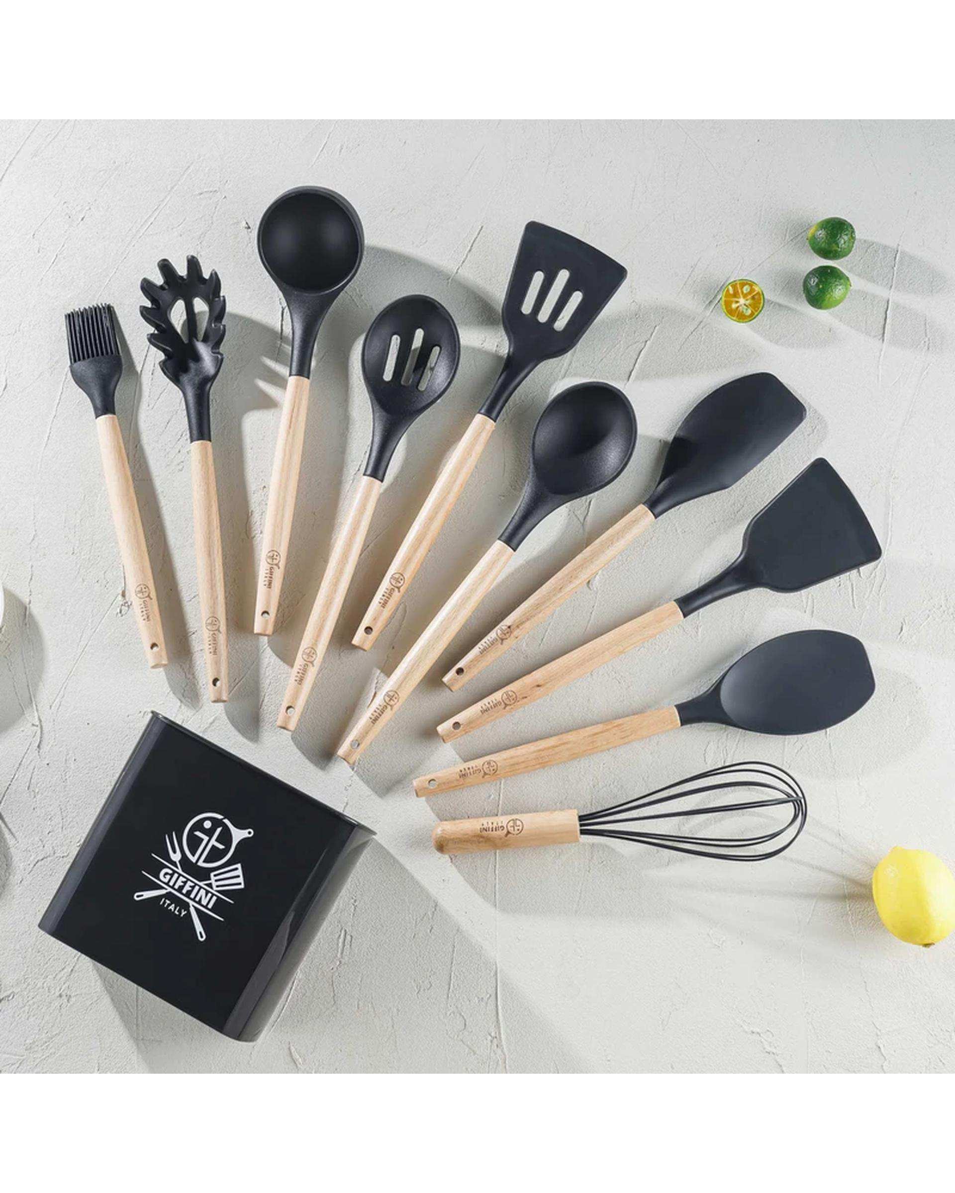 سرویس کفگیر و ملاقه 11 پارچه مشکی جی فی نی GIFFINI مدل G-H-11