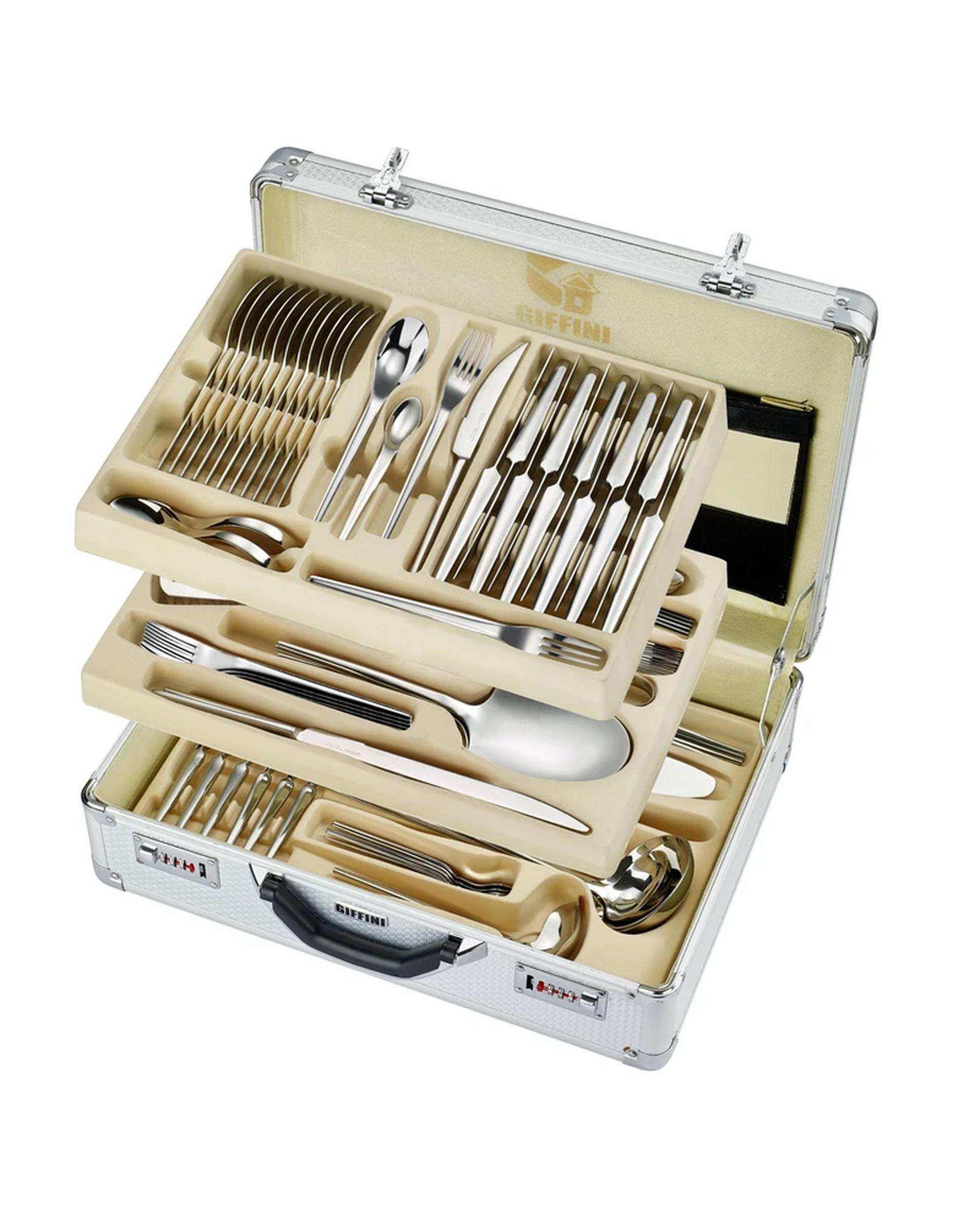 سرویس قاشق و چنگال 142 پارچه استیل جی فی نی GIFFINI مدل لاکچری کد 068