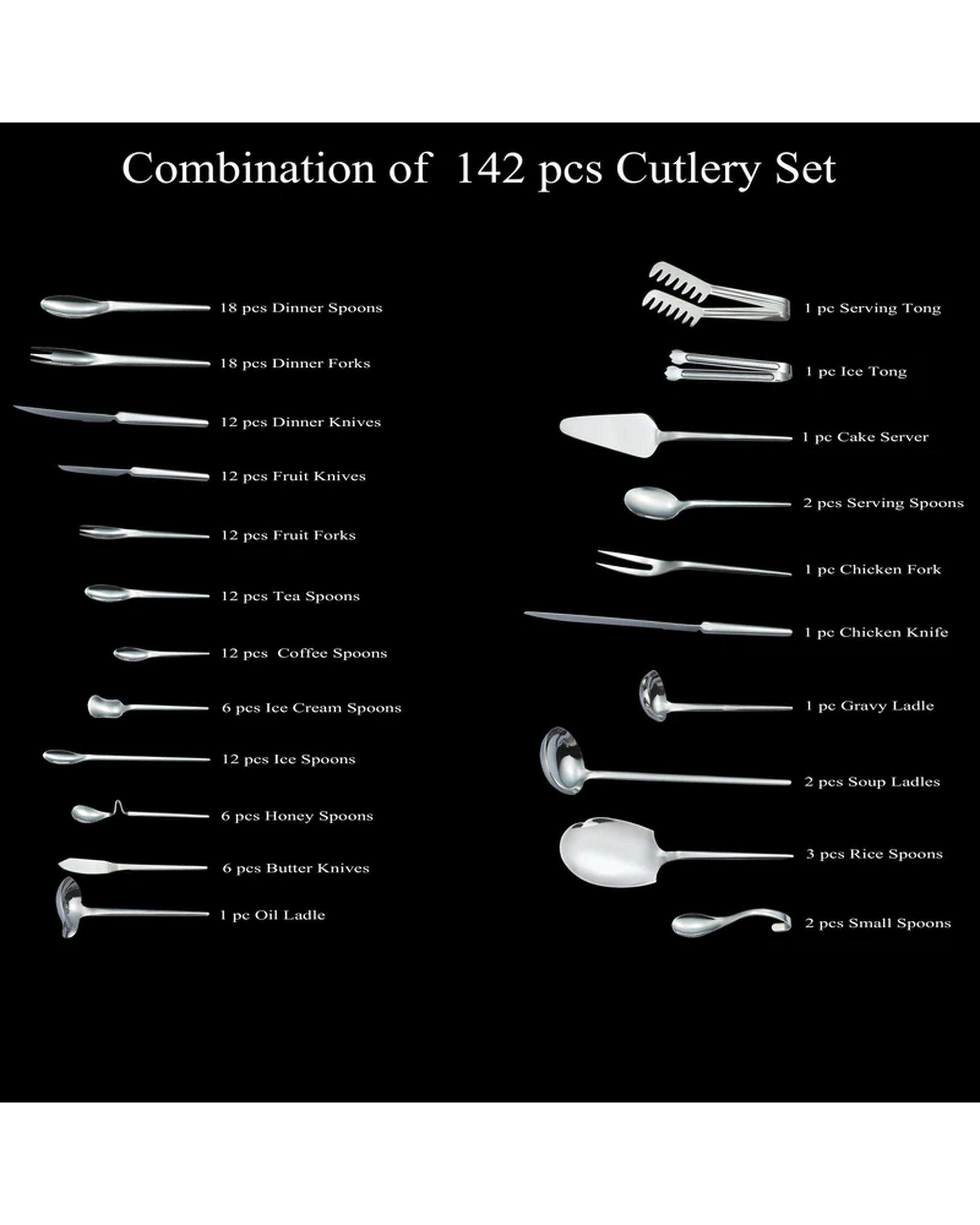 سرویس قاشق و چنگال 142 پارچه استیل جی فی نی GIFFINI مدل لاکچری کد 068