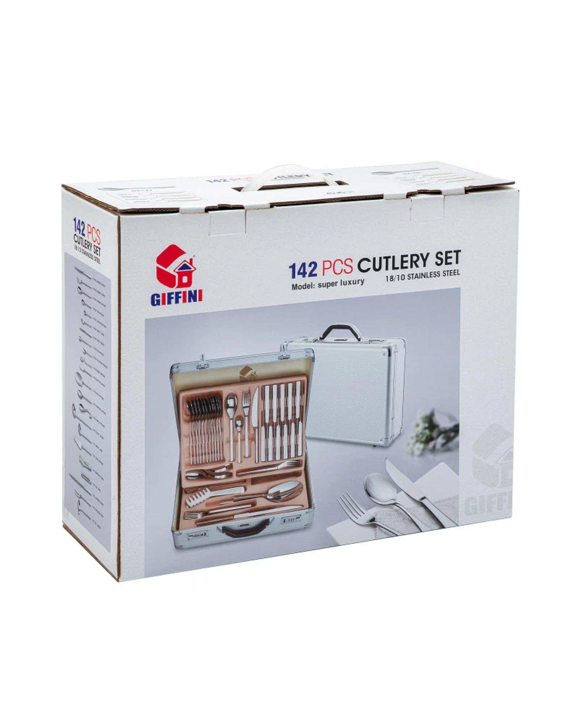 سرویس قاشق و چنگال 142 پارچه استیل جی فی نی GIFFINI مدل لاکچری کد 068