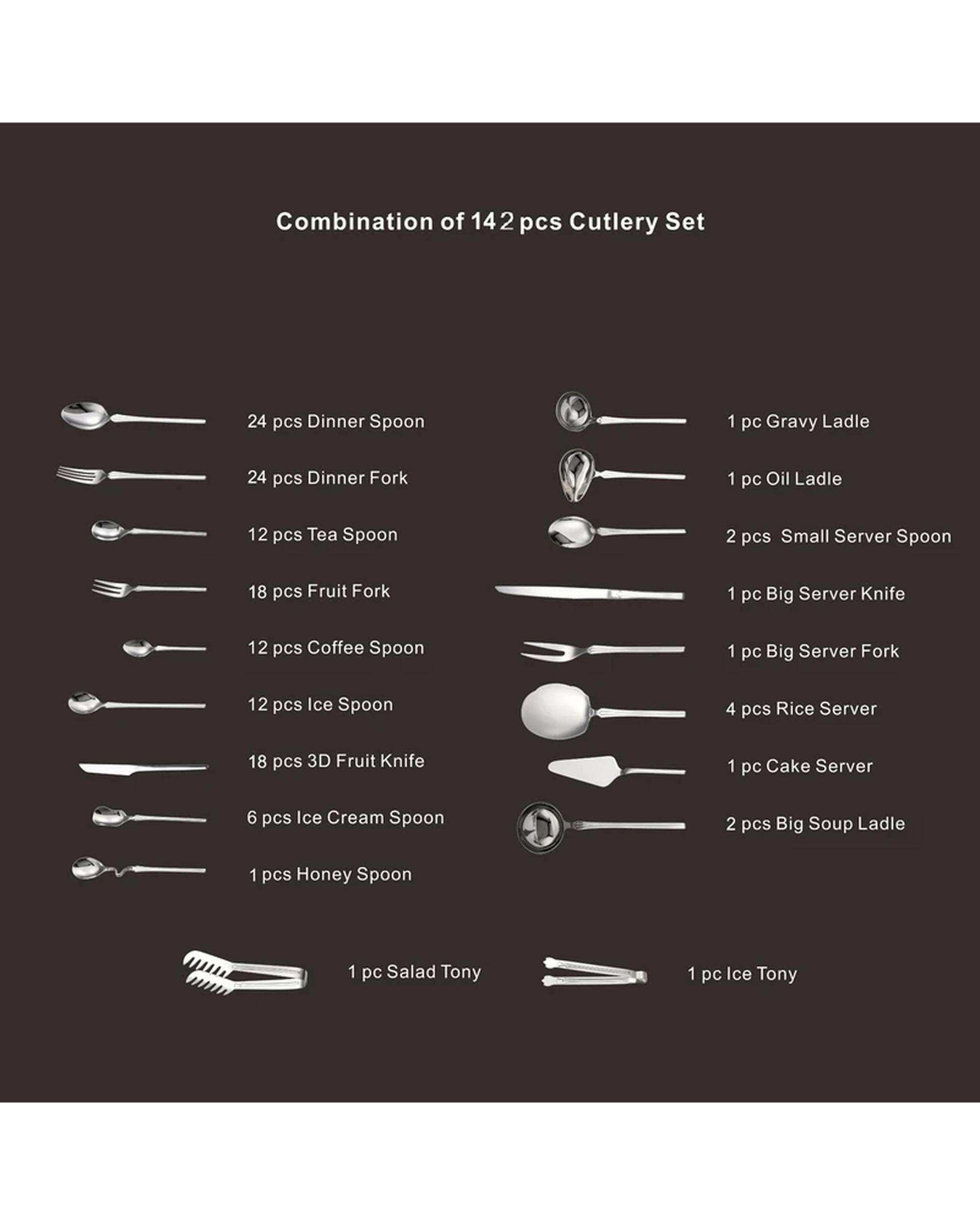 سرویس قاشق و چنگال 142 پارچه استیل جی فی نی GIFFINI مدل 458