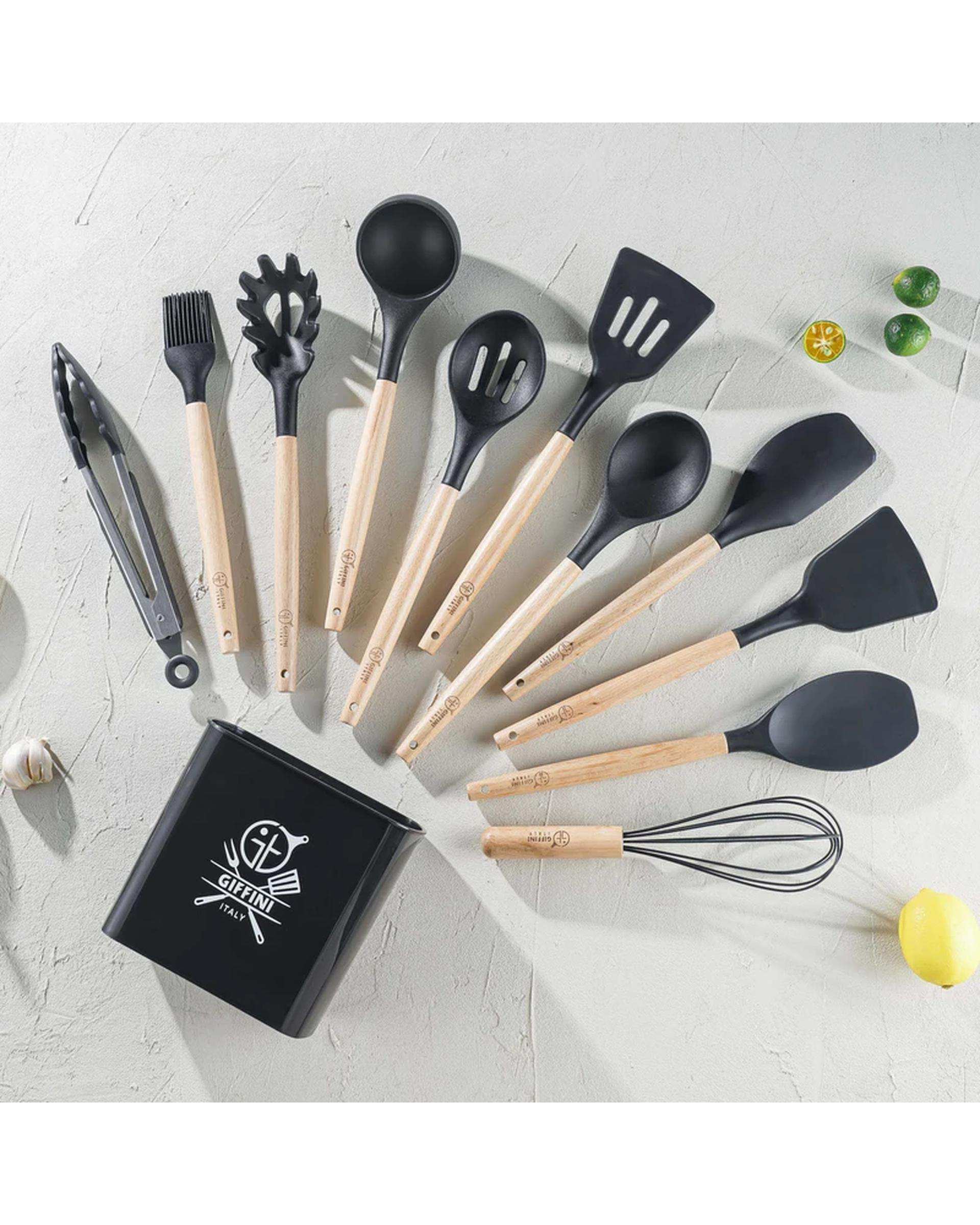 سرویس کفگیر و ملاقه 12 پارچه مشکی جی فی نی GIFFINI مدل G-012