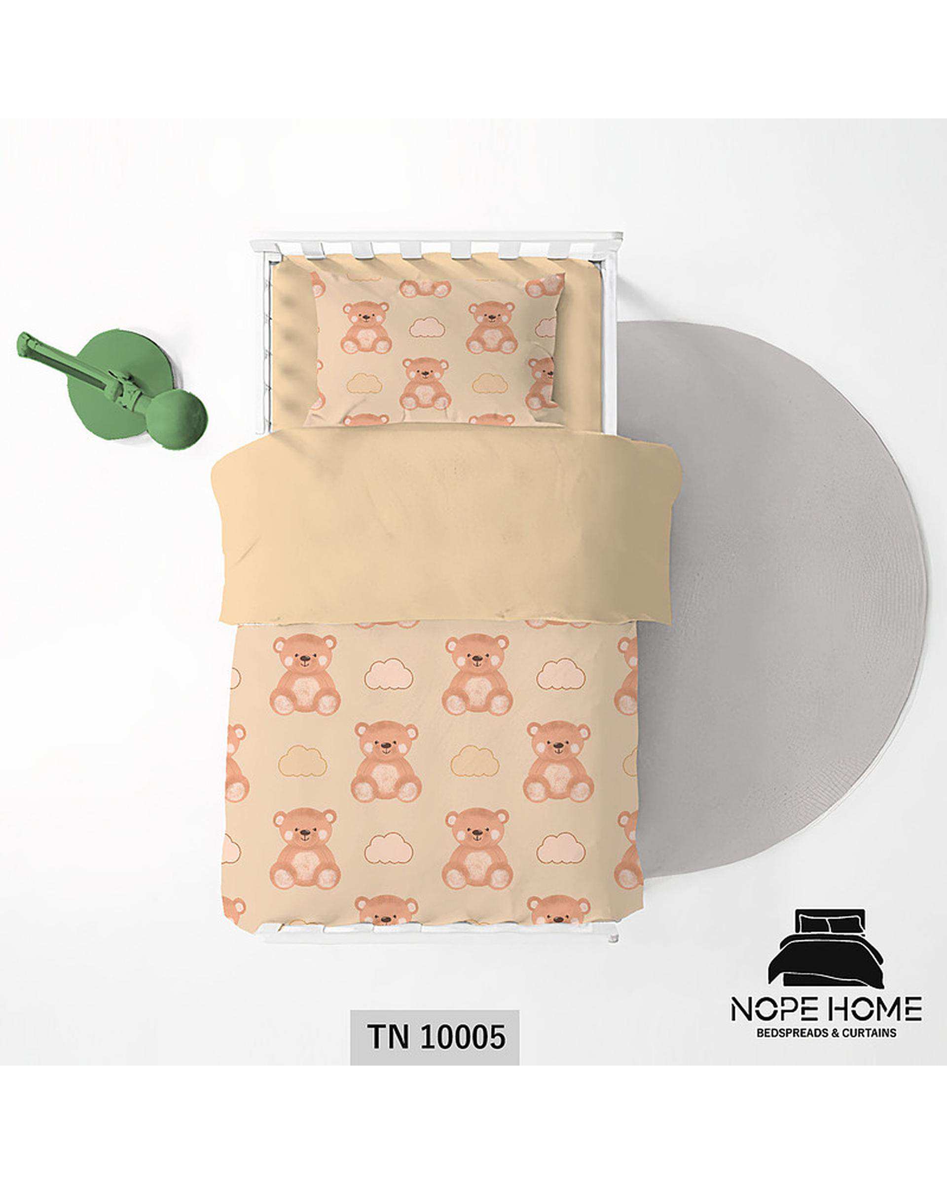 سرویس لحاف روتختی یک نفره 5 تکه کودک نوپه هوم Nopehome طرح خرس و ابر کد TN10005