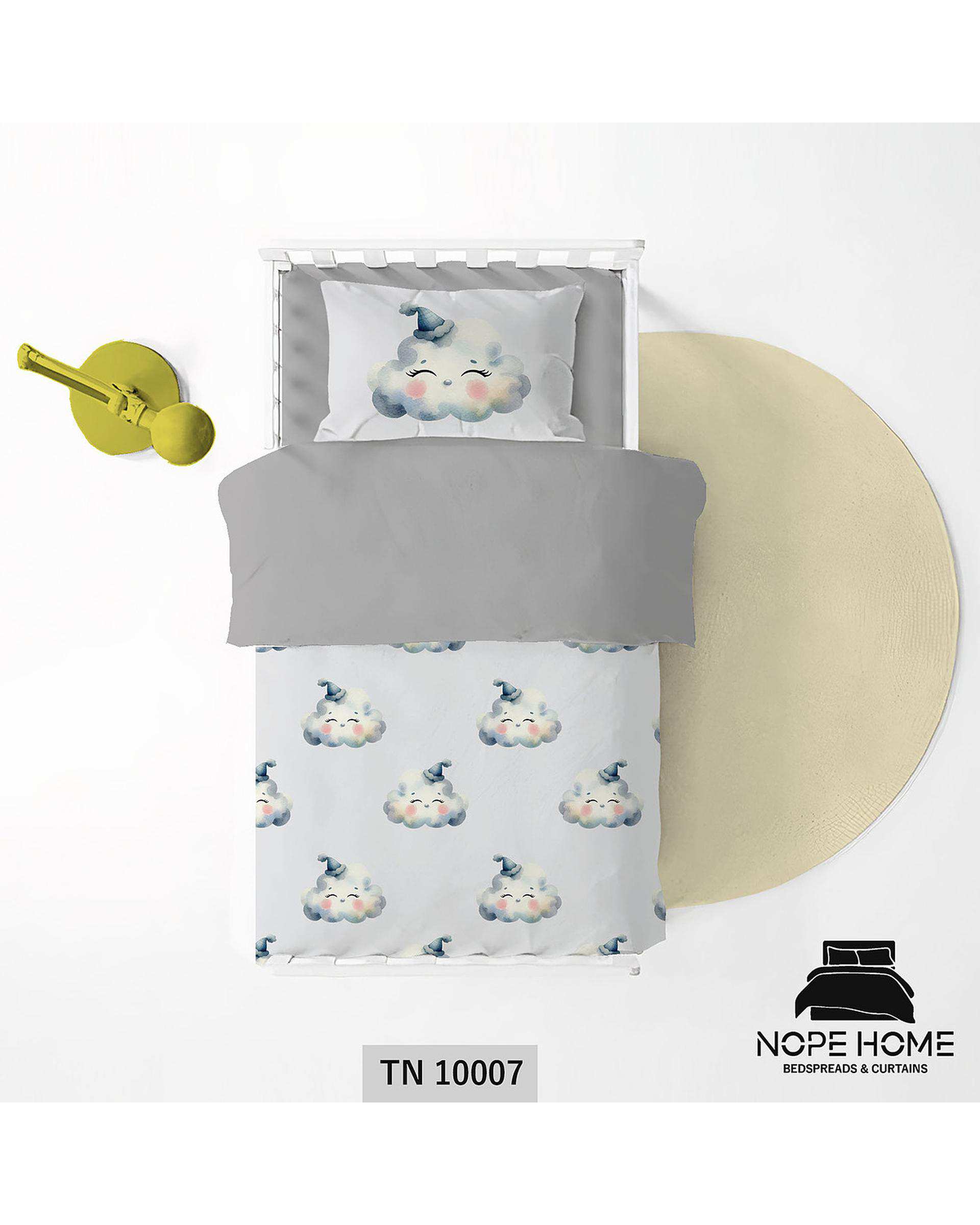 سرویس لحاف روتختی یک نفره 5 تکه کودک نوپه هوم Nopehome طرح ابر کد TN10007