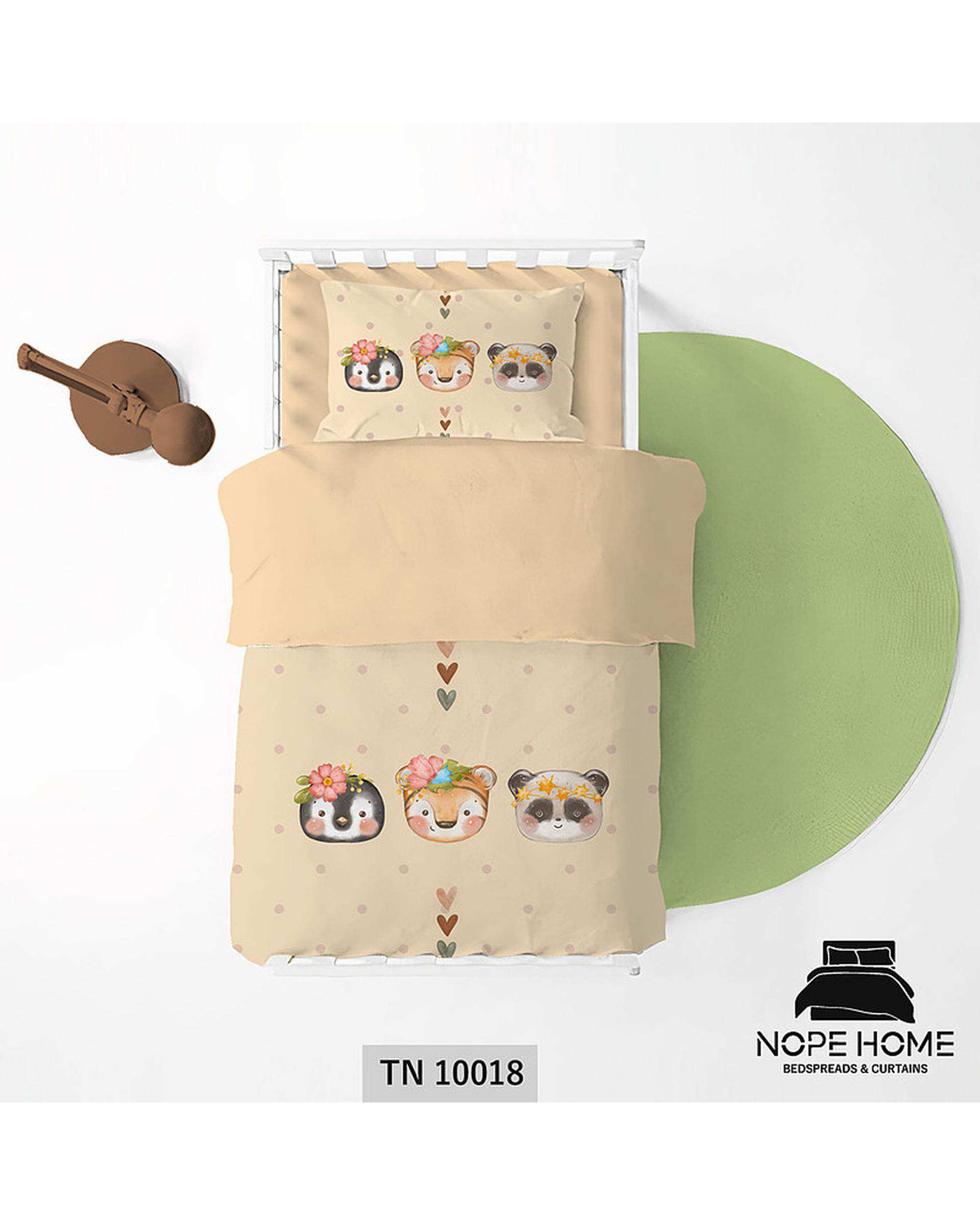 سرویس لحاف روتختی یک نفره 5 تکه کودک نوپه هوم Nopehome طرح عروسک و قلب کد TN10018