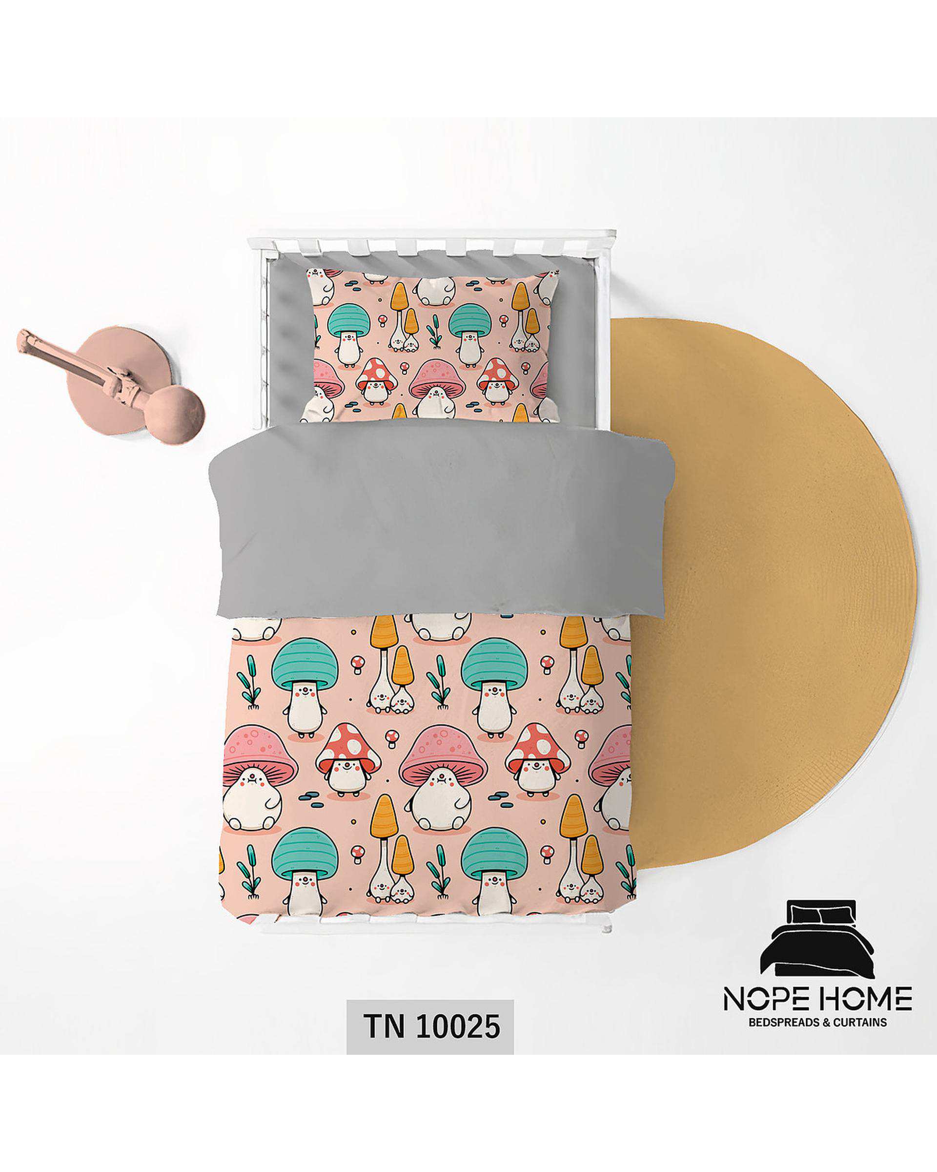 سرویس لحاف روتختی یک نفره 5 تکه کودک نوپه هوم Nopehome طرح قارچ کد TN10025