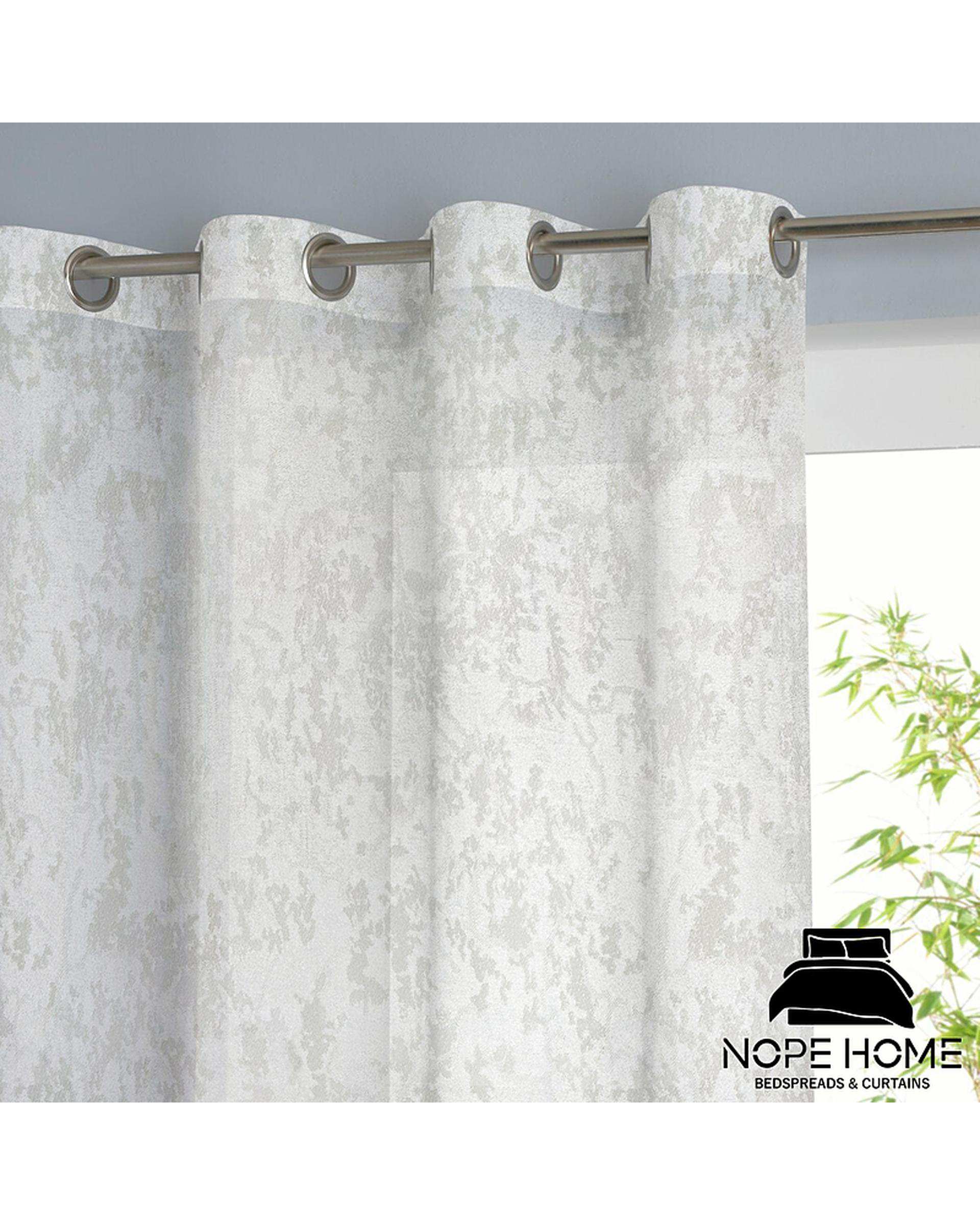 پرده حریر کتان نوپه هوم Nopehome مدل پانچی طرح محو مینیمال رنگ استخوانی کد MO03