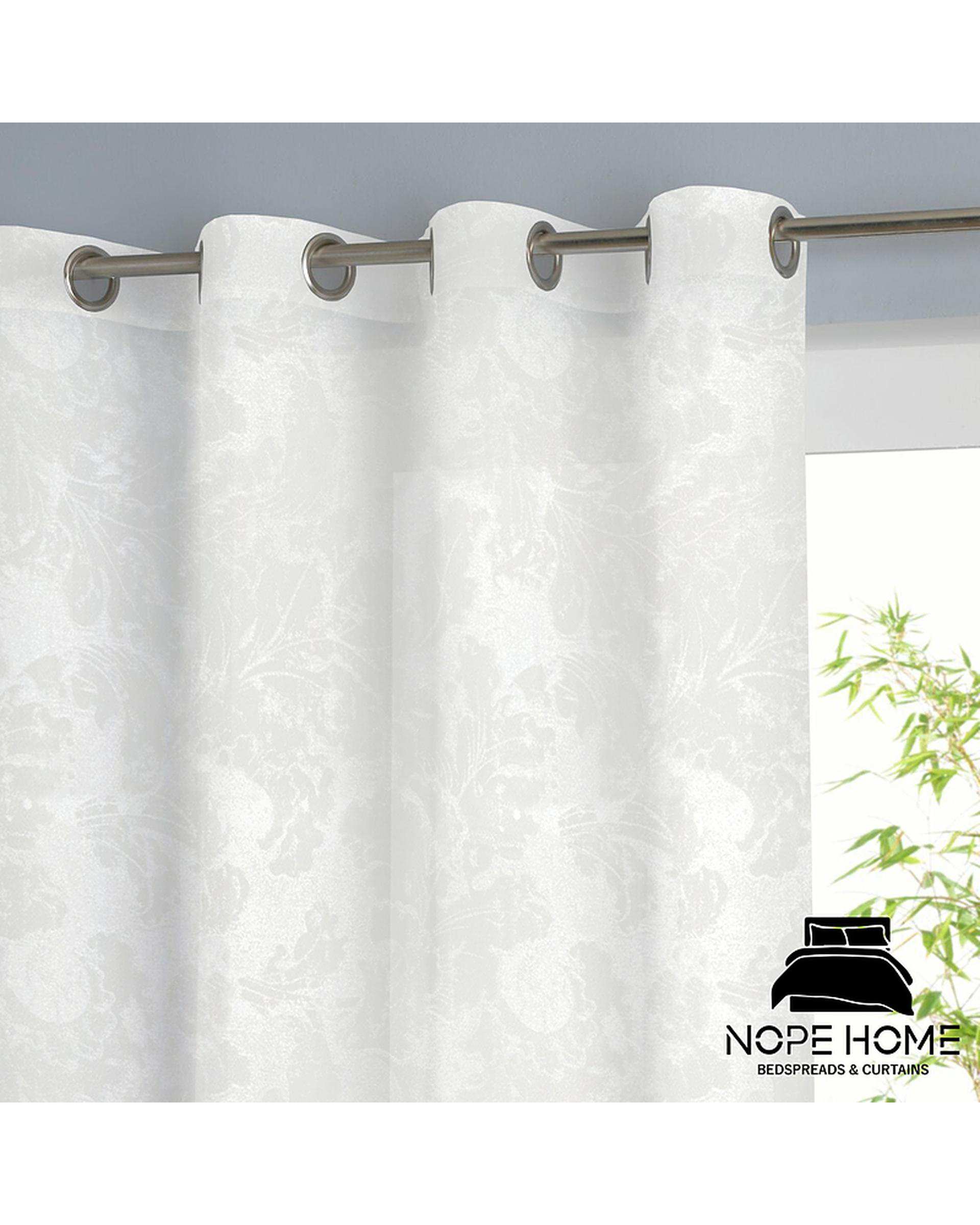 پرده حریر کتان نوپه هوم Nopehome مدل پانچی طرح محو مینیمال رنگ استخوانی کد MO20