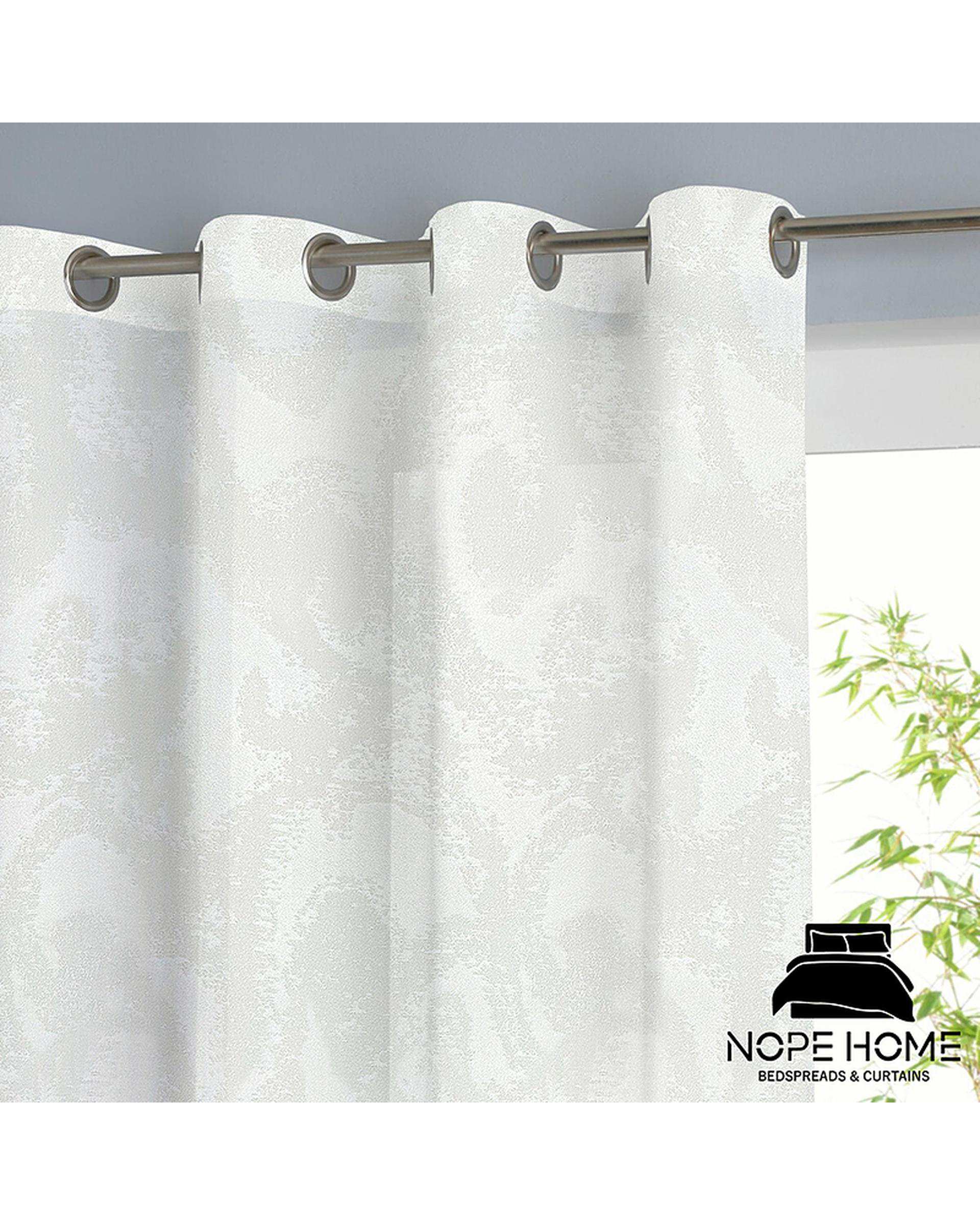 پرده حریر کتان نوپه هوم Nopehome مدل پانچی طرح محو مینیمال رنگ استخوانی کد MO8