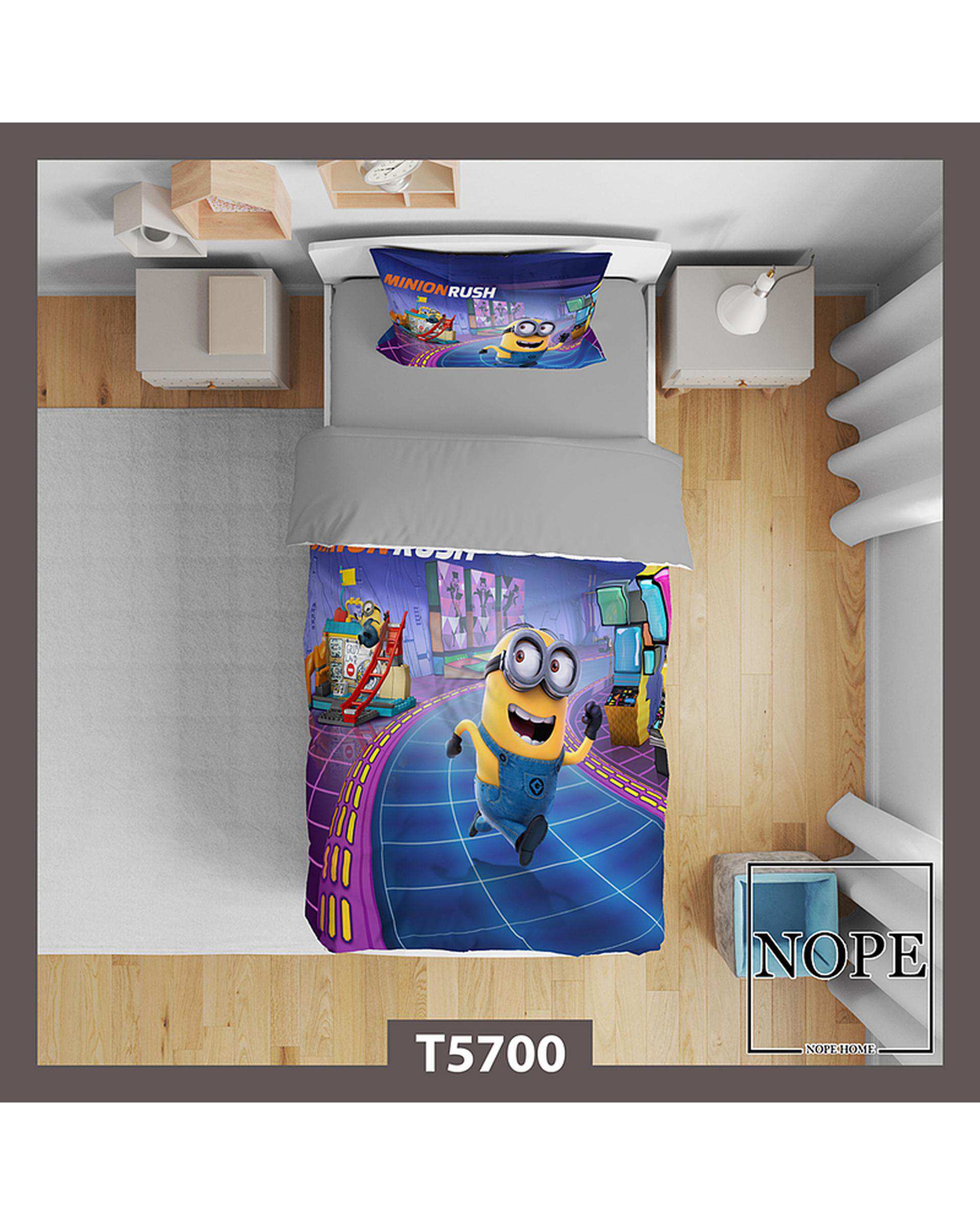سرویس لحاف روتختی کودک یک نفره 5 تکه نوپه هوم Nopehome طرح مینیون کد T5700
