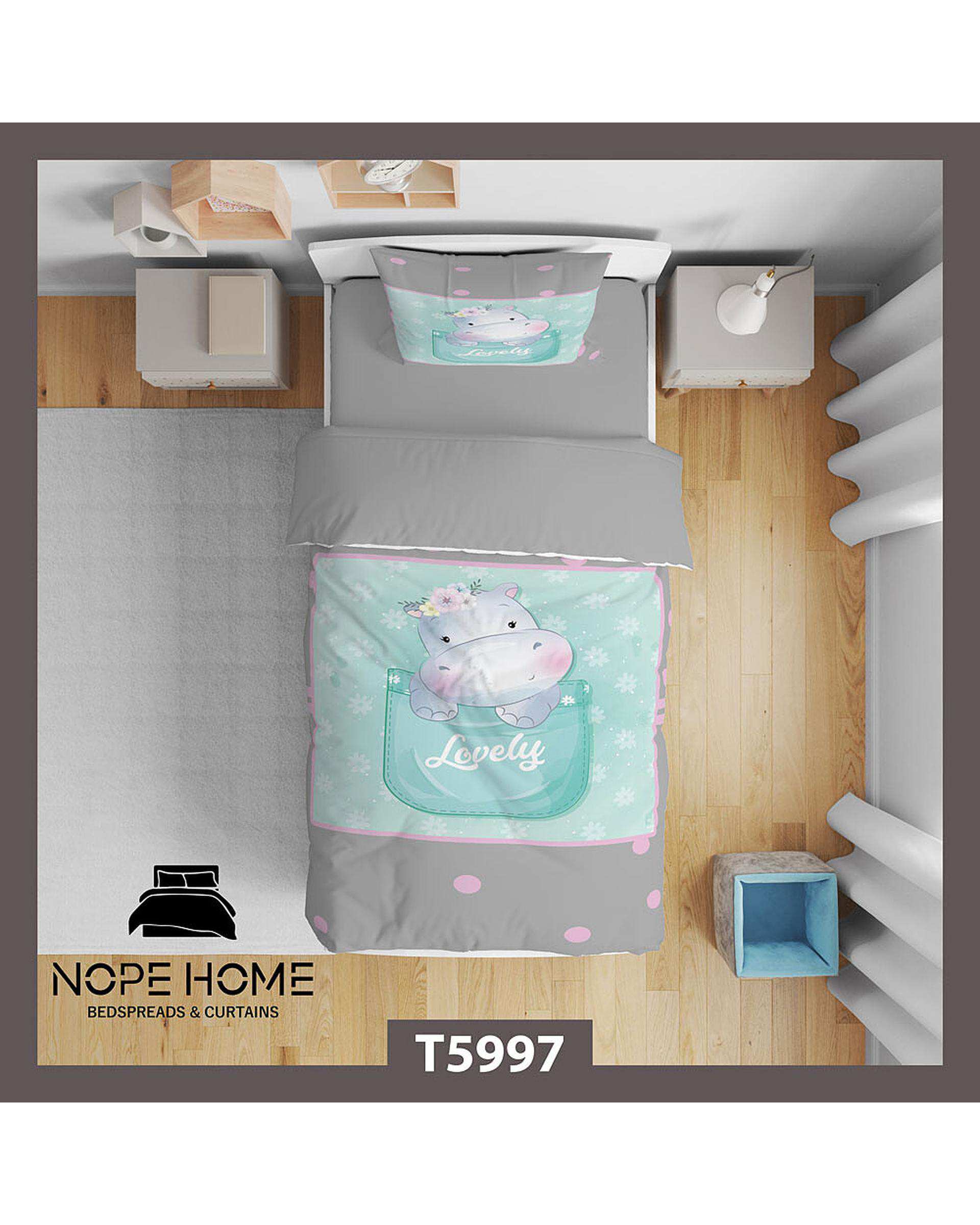 سرویس لحاف روتختی کودک یک نفره 5 تکه نوپه هوم Nopehome طرح اسب آبی کد T5997