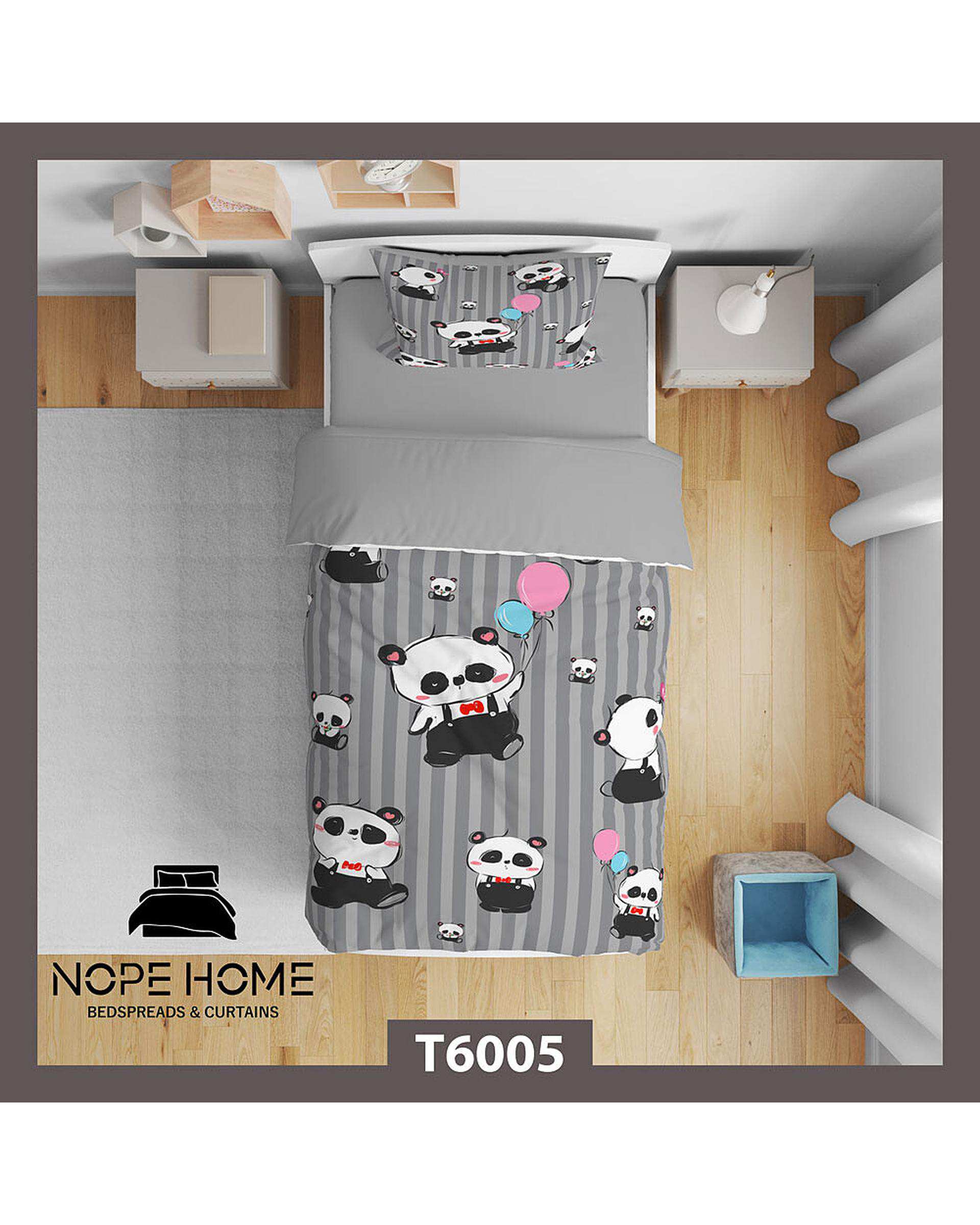 سرویس لحاف روتختی کودک یک نفره 5 تکه نوپه هوم Nopehome طرح پاندا کد T6005