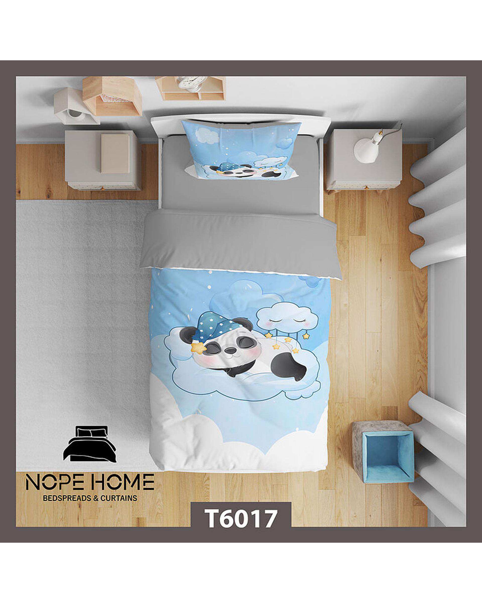 سرویس لحاف روتختی کودک یک نفره 5 تکه نوپه هوم Nopehome طرح پاندا و ابر کد T6017