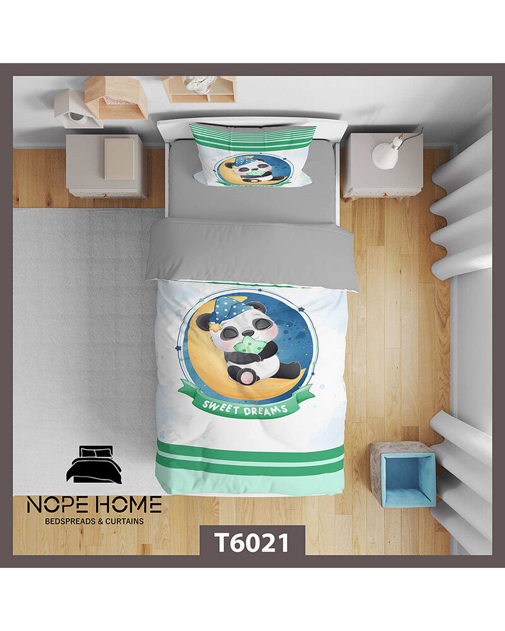سرویس لحاف روتختی کودک یک نفره 5 تکه نوپه هوم Nopehome طرح پاندا کد T6021