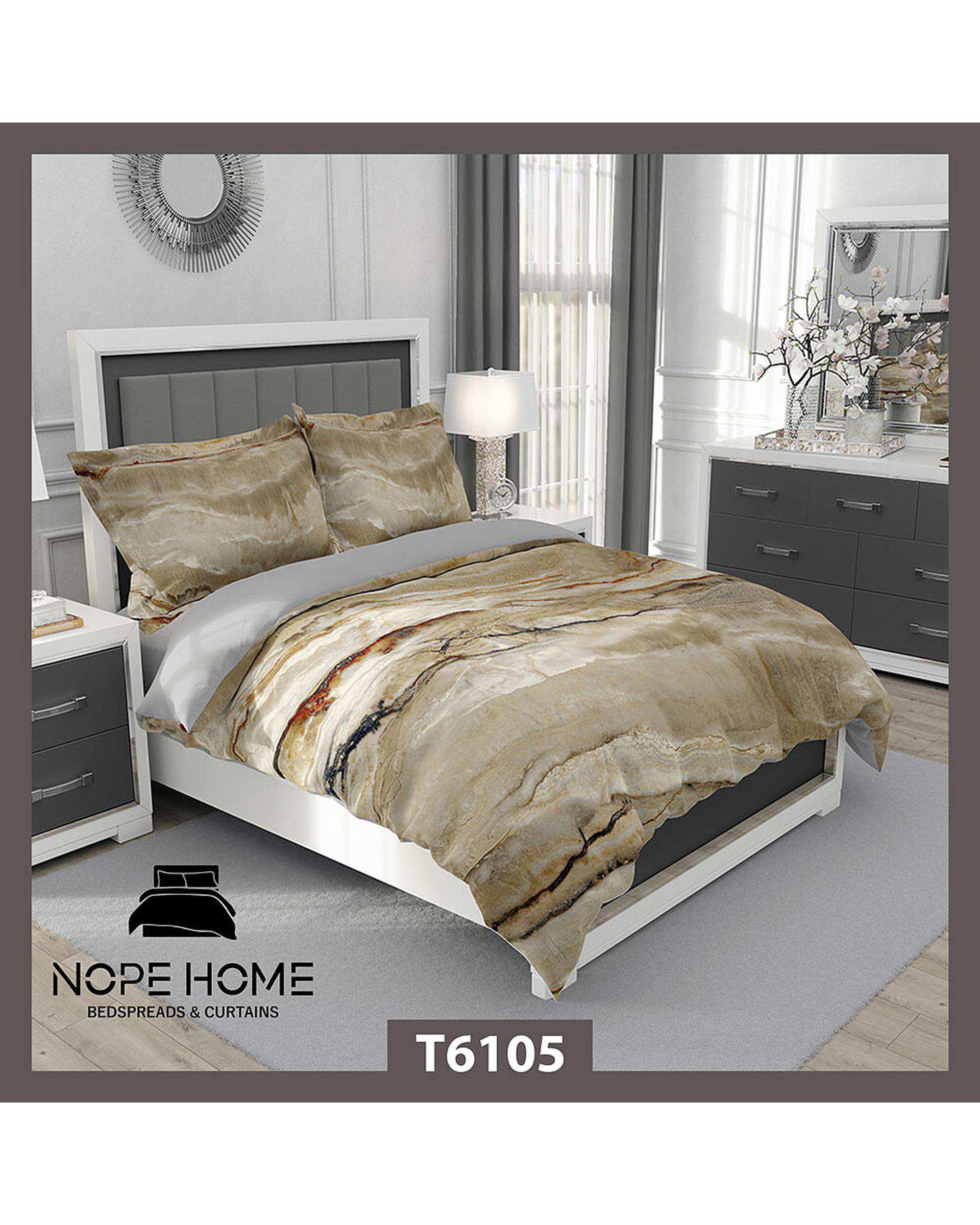 سرویس لحاف روتختی یک نفره 5 تکه نوپه هوم Nopehome طرح مدرن مرمری کد T6105
