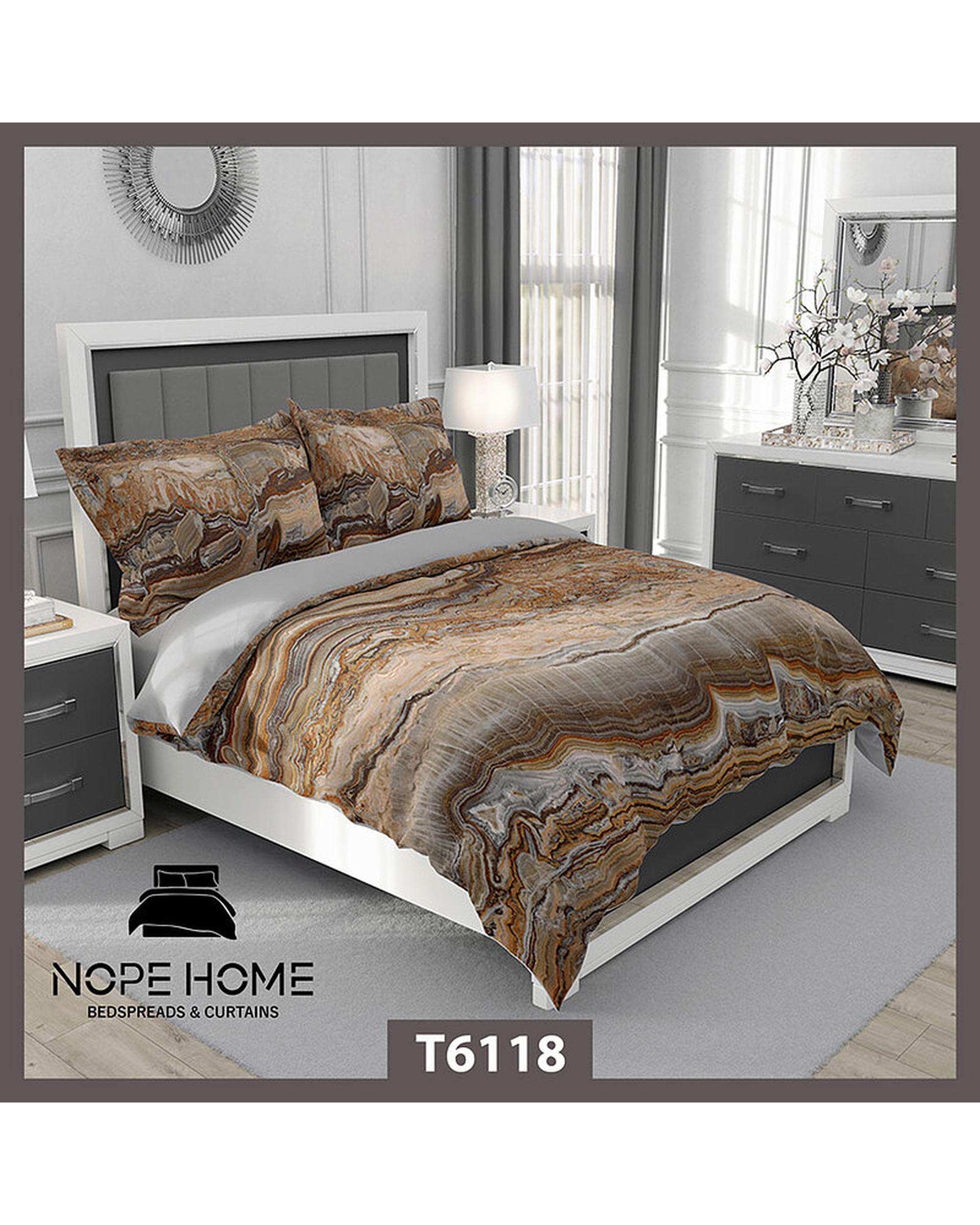 سرویس لحاف روتختی یک نفره 5 تکه نوپه هوم Nopehome طرح مرمر مدرن کد T6118