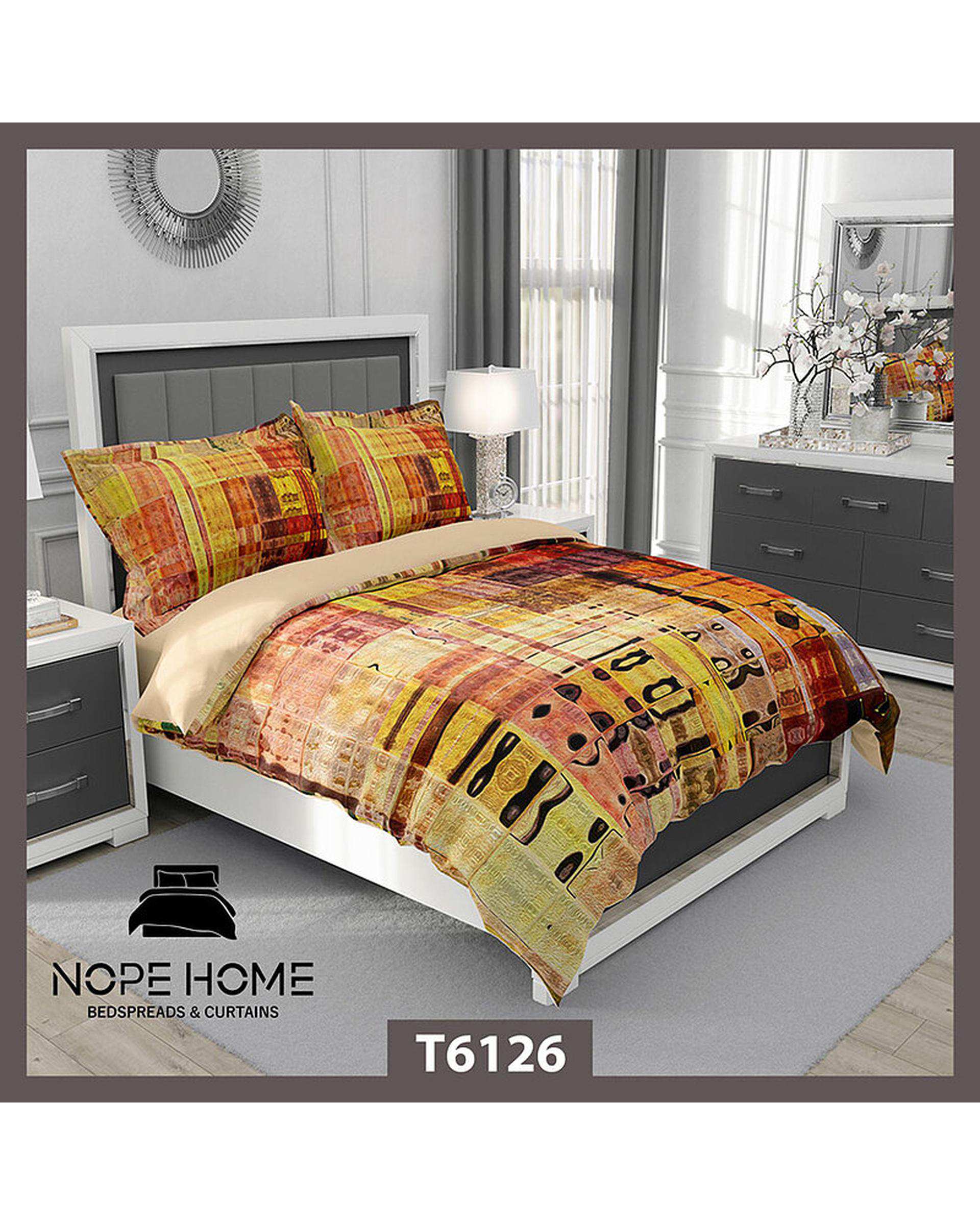 سرویس لحاف روتختی یک نفره 5 تکه نوپه هوم Nopehome طرح پتینه مدرن کد T6126