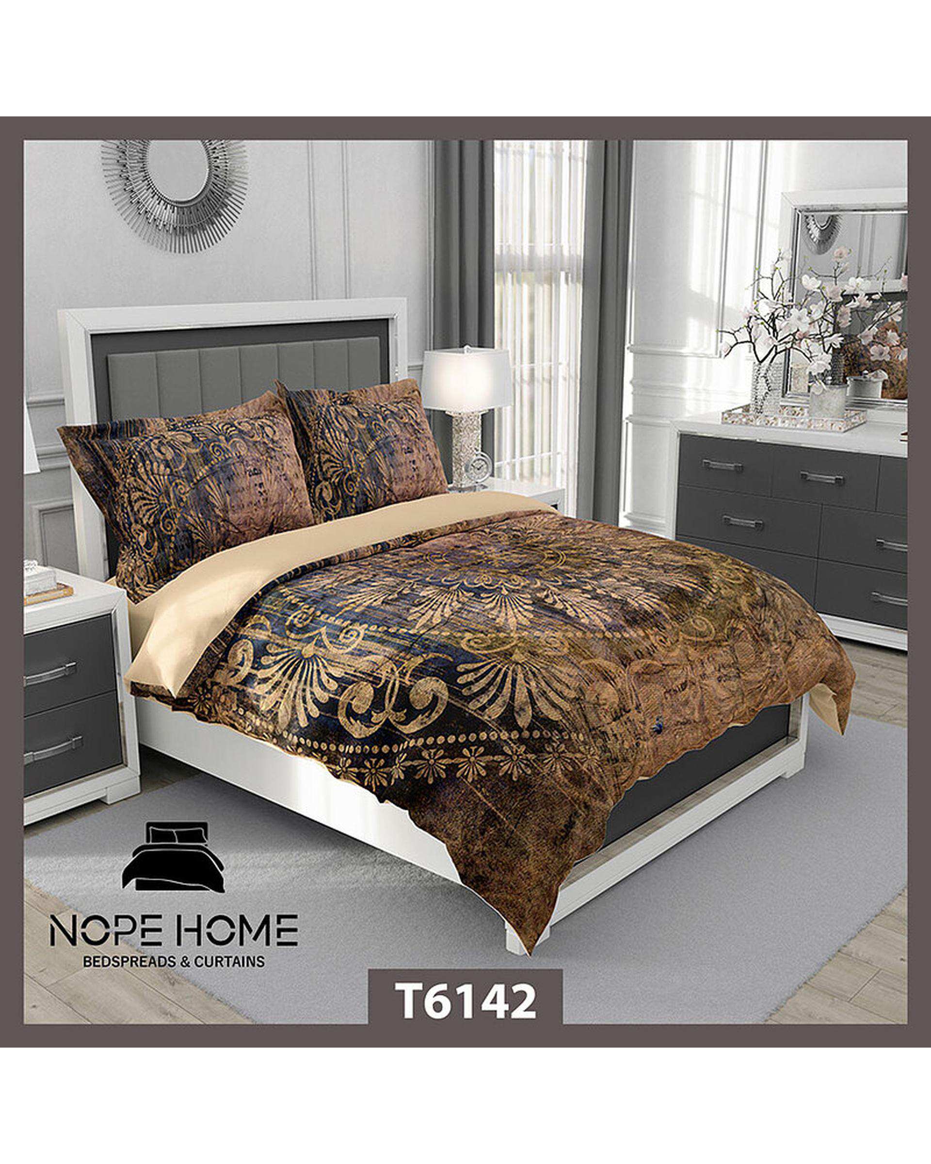 سرویس لحاف روتختی یک نفره 5 تکه نوپه هوم Nopehome طرح پتینه مدرن کد T6142