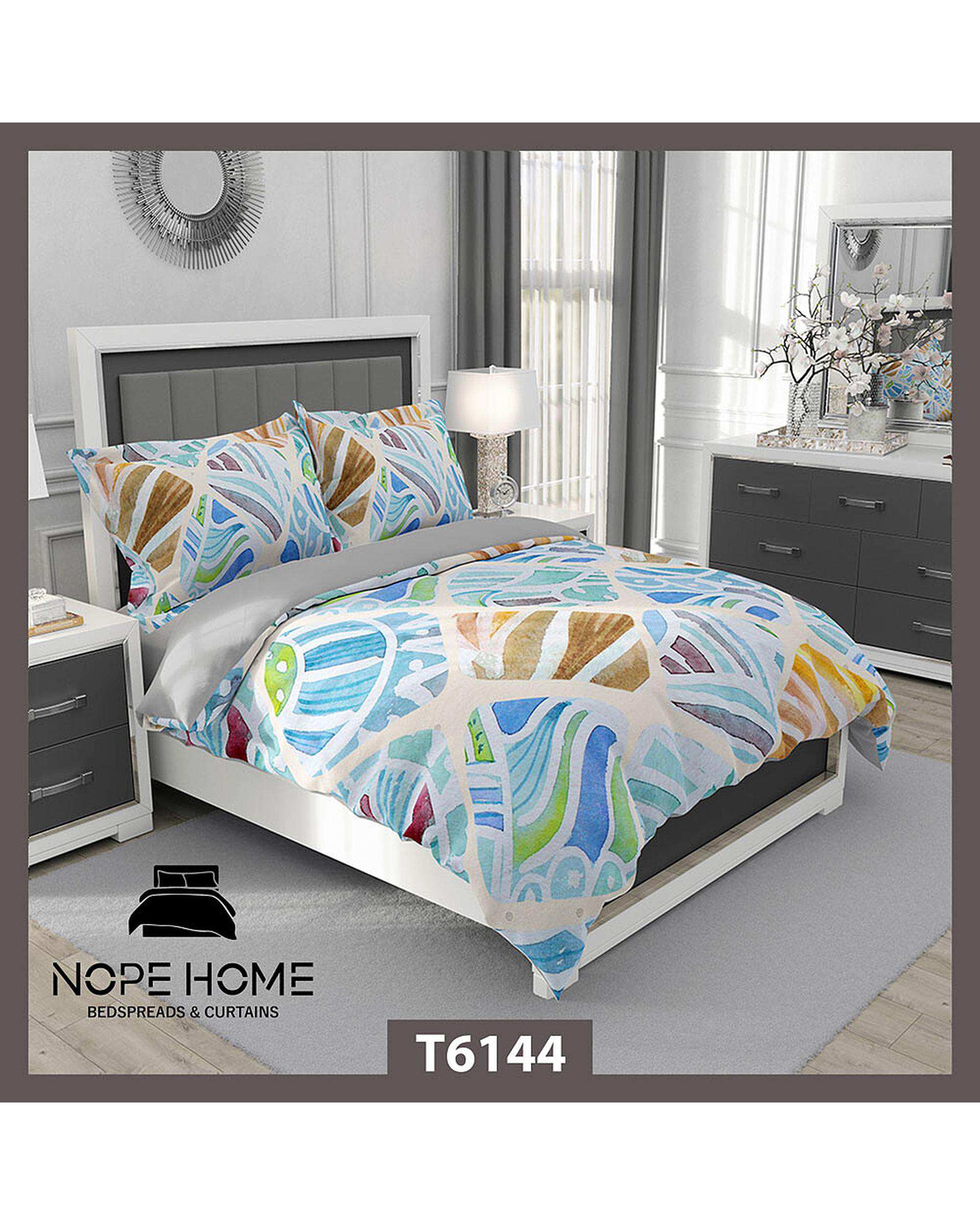 سرویس لحاف روتختی یک نفره 5 تکه نوپه هوم Nopehome طرح مدرن کد T6144