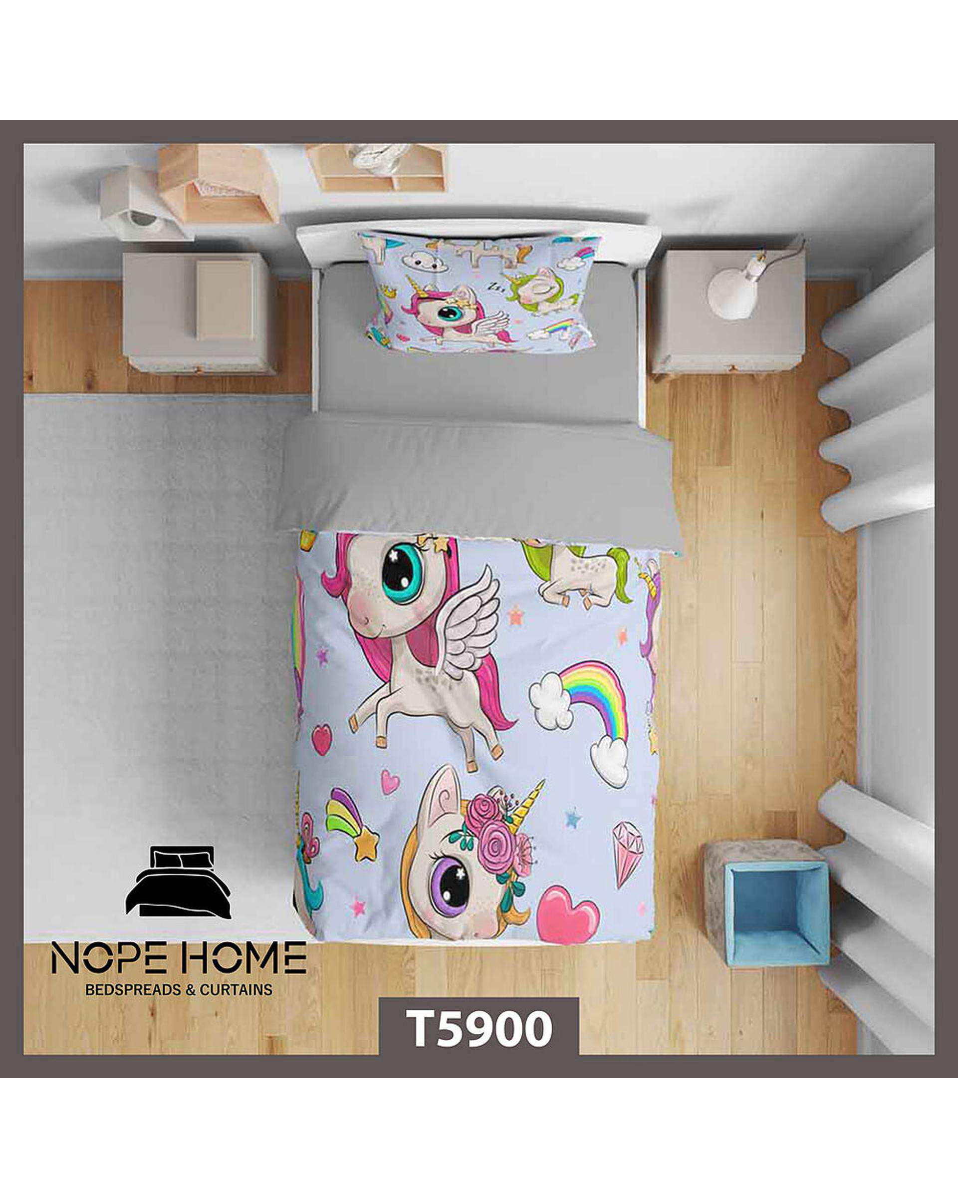 سرویس لحاف روتختی کودک یک نفره 5 تکه نوپه هوم Nopehome طرح یونیکورن کد T5900
