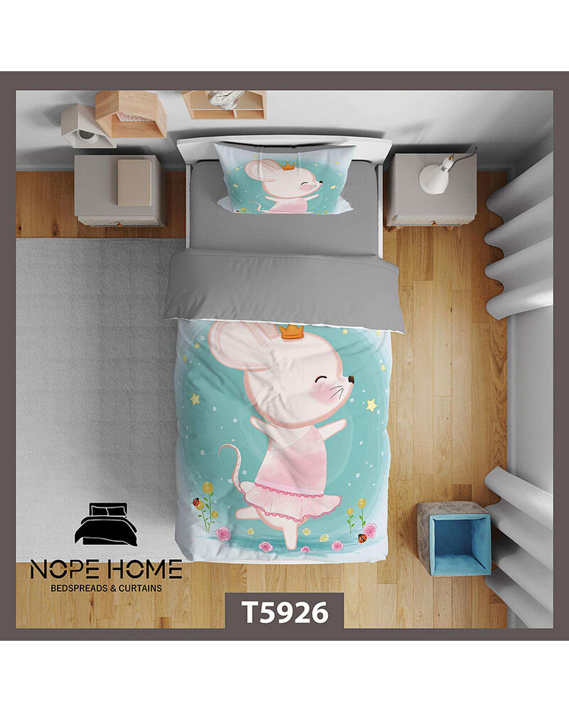 سرویس لحاف روتختی کودک یک نفره 5 تکه نوپه هوم Nopehome طرح موش کارتونی کد T5926