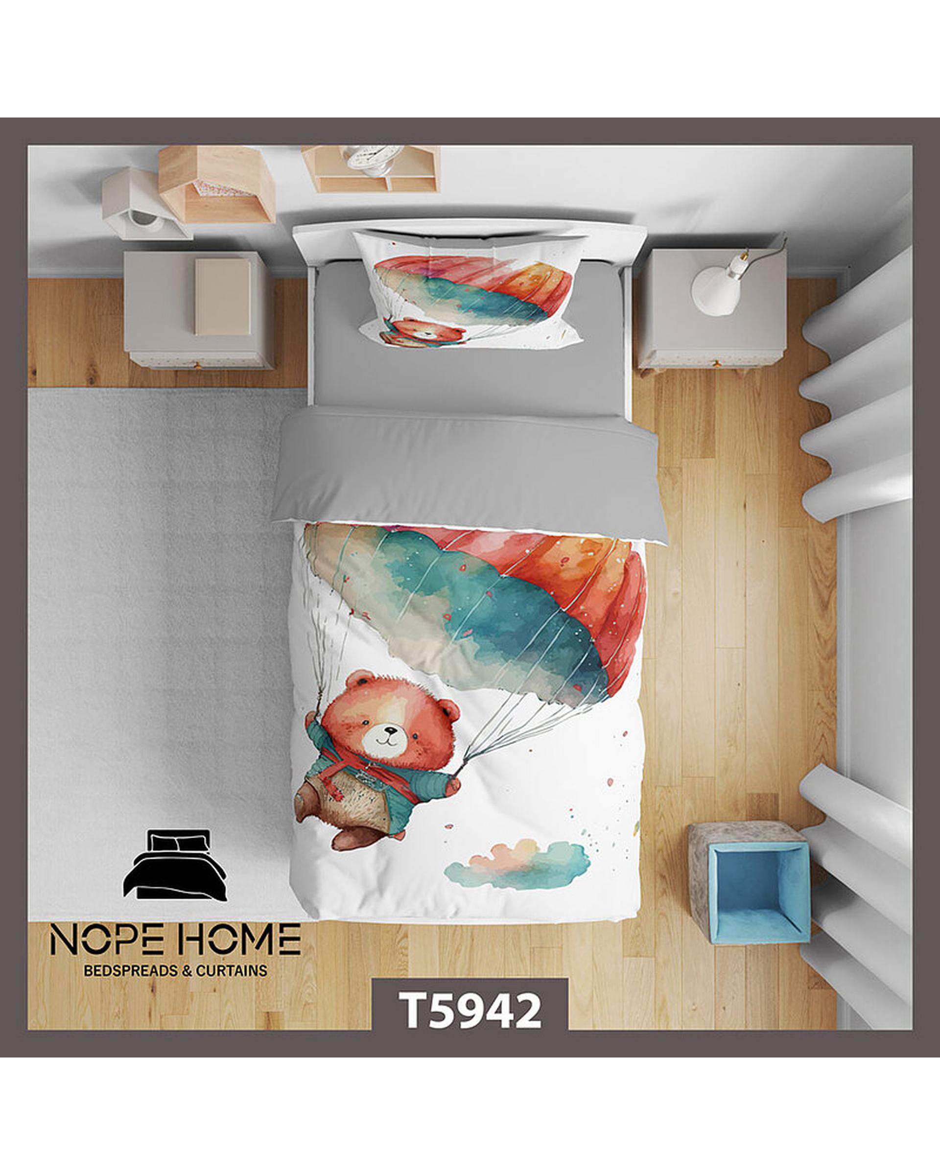 سرویس لحاف روتختی کودک یک نفره 5 تکه نوپه هوم Nopehome طرح خرس کد T5942