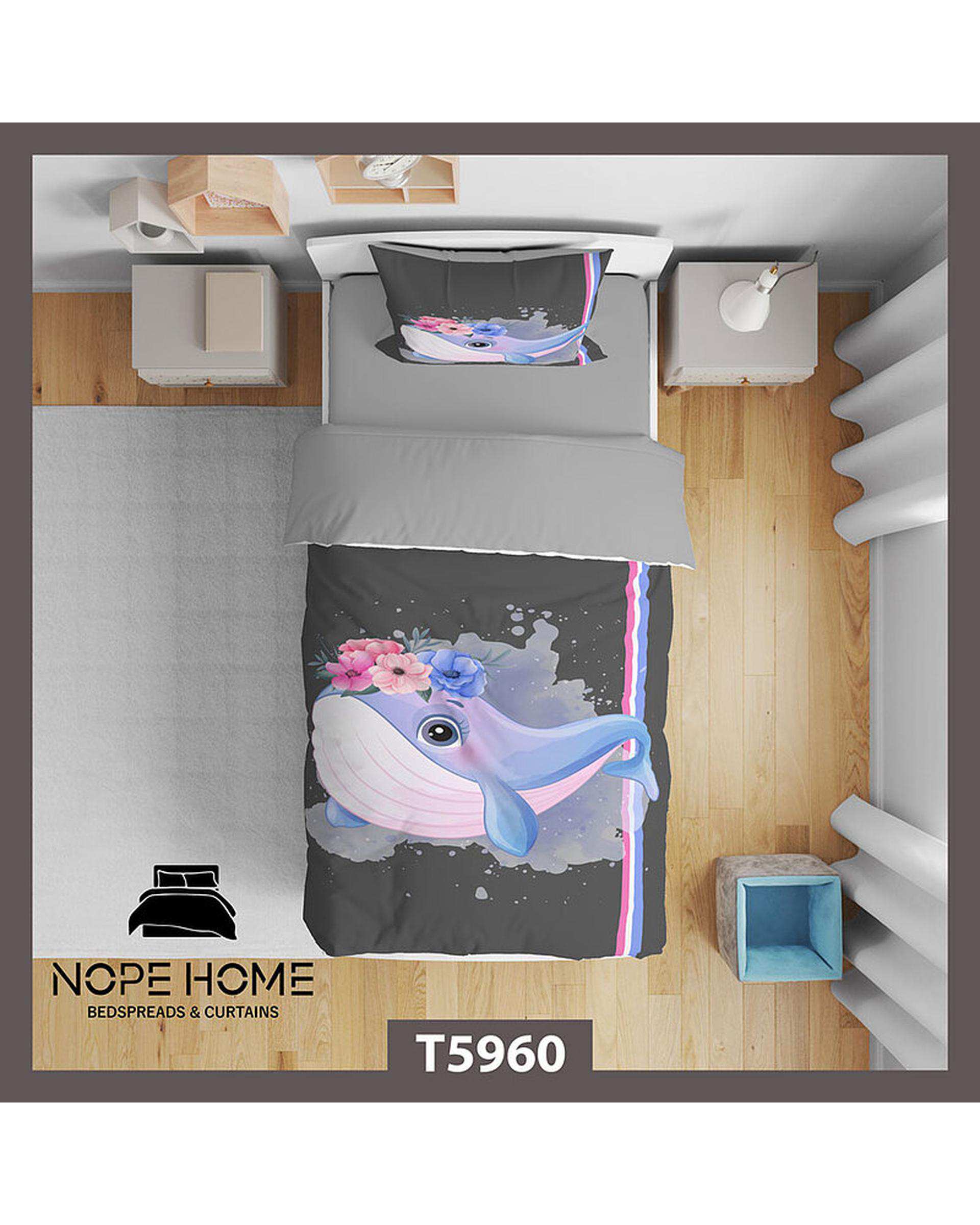 سرویس لحاف روتختی کودک یک نفره 5 تکه نوپه هوم Nopehome طرح گل کد T5960