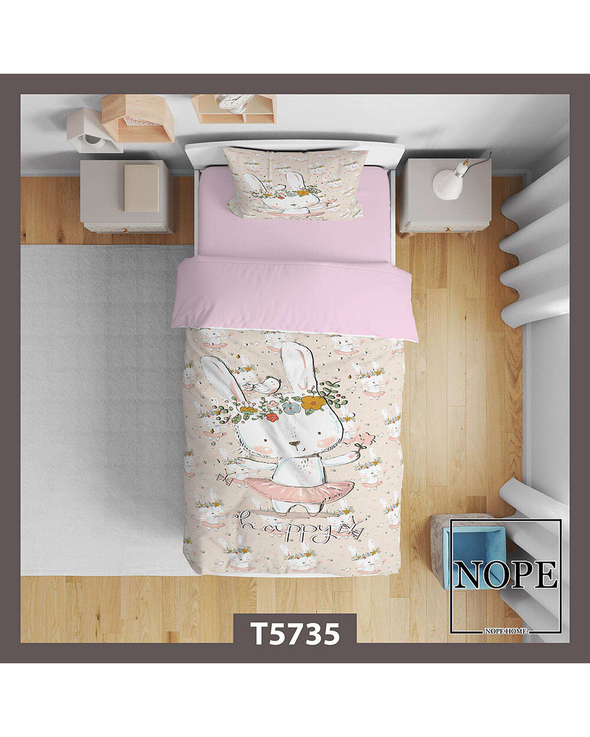 سرویس لحاف روتختی کودک یک نفره 5 تکه نوپه هوم Nopehome طرح خرگوش کد T5735