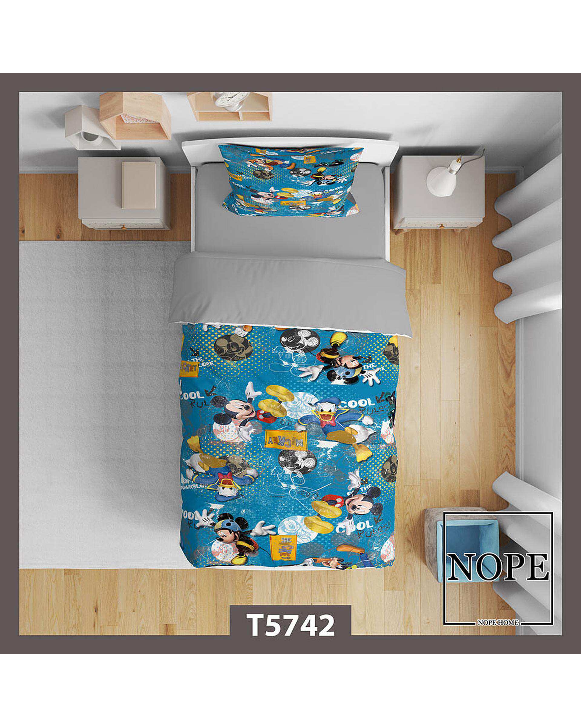 سرویس لحاف روتختی کودک یک نفره 5 تکه نوپه هوم Nopehome طرح پترن کارتونی کد T5742