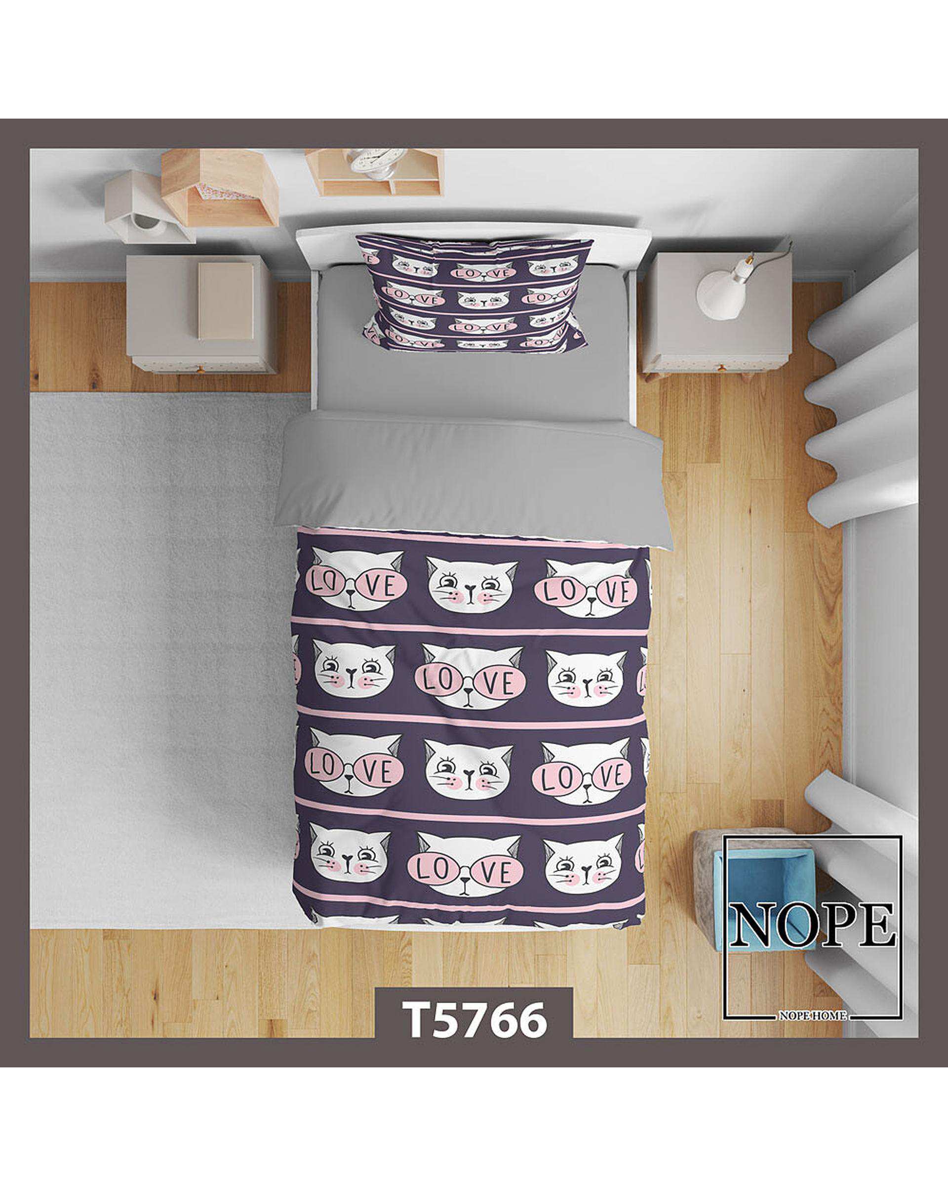 سرویس لحاف روتختی کودک یک نفره 5 تکه نوپه هوم Nopehome طرح گربه ها کد T5766