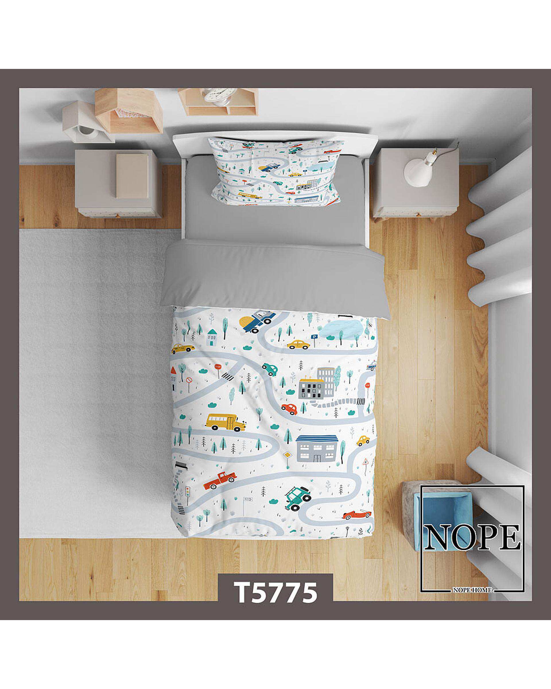 سرویس لحاف روتختی کودک یک نفره 5 تکه نوپه هوم Nopehome طرح ماشین ها کد T5775