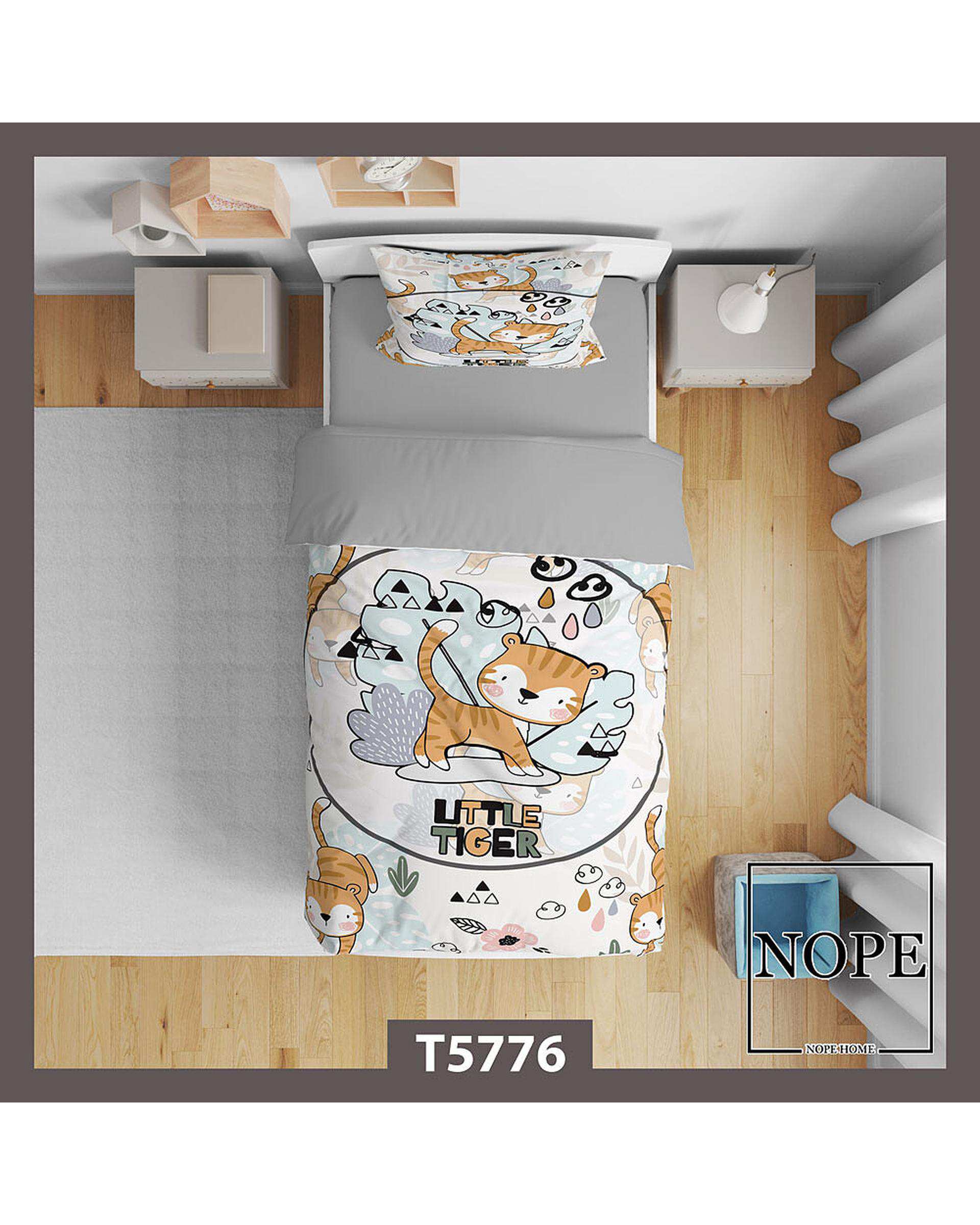 سرویس لحاف روتختی کودک یک نفره 5 تکه نوپه هوم Nopehome طرح گربه کد T5776