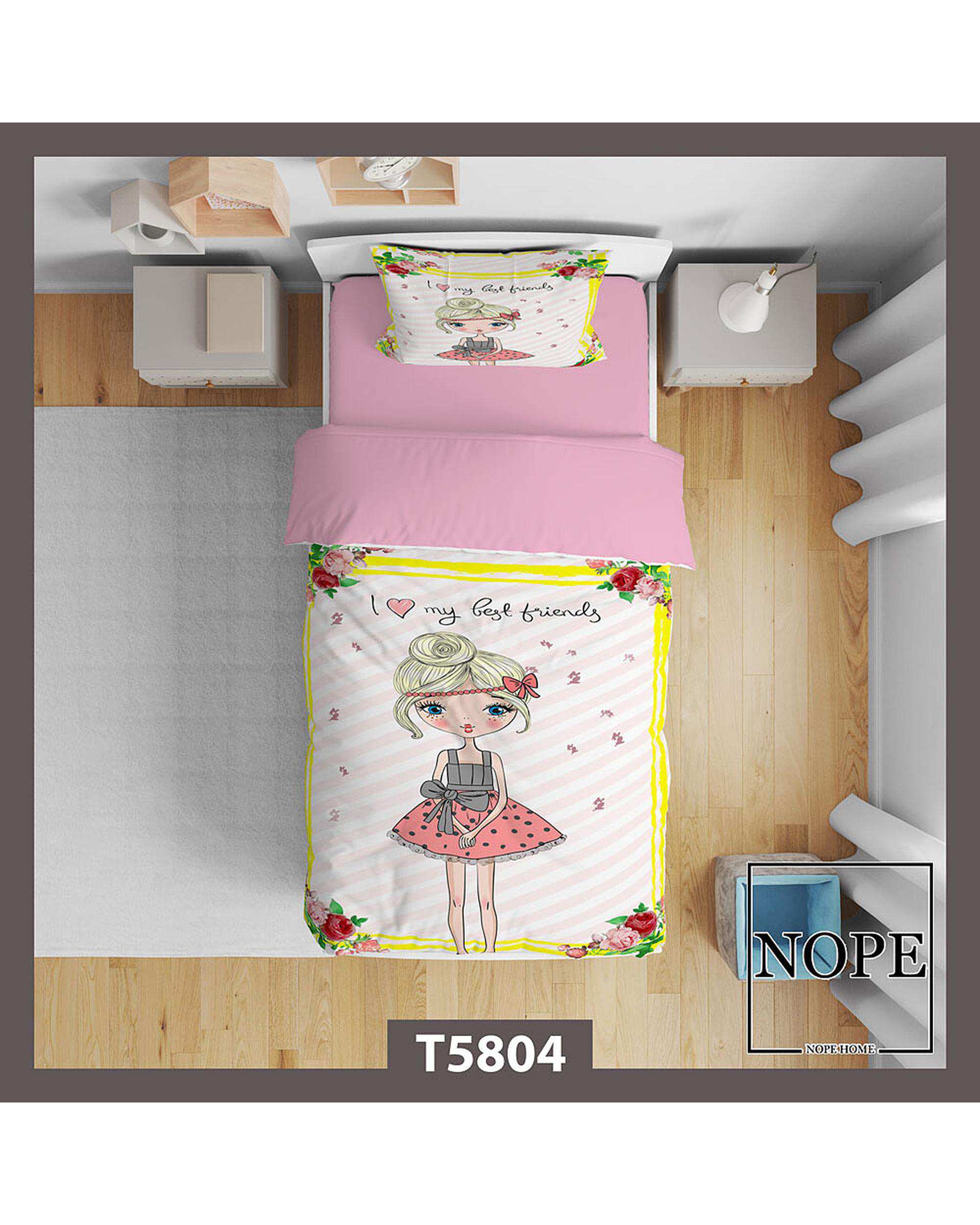 سرویس لحاف روتختی کودک یک نفره 5 تکه نوپه هوم Nopehome طرح فانتزی دخترونه کد T5804